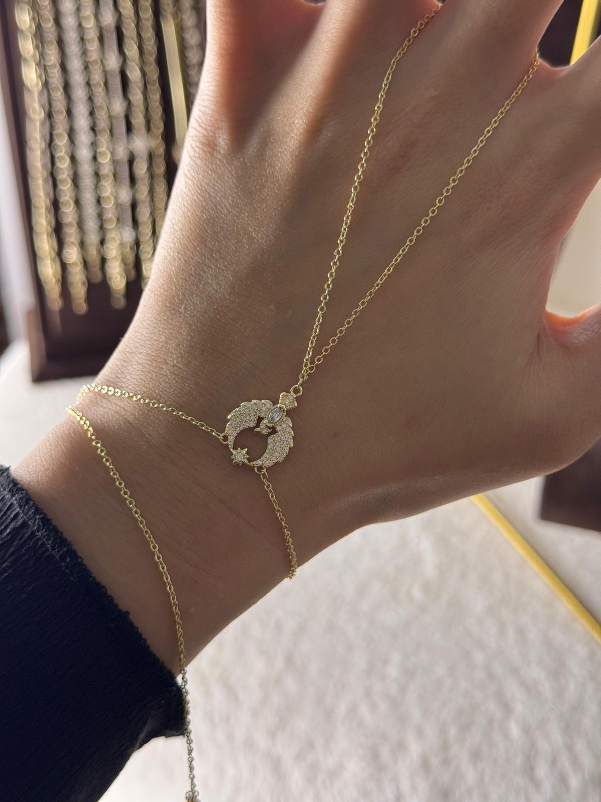 Stone Hand Chain – Gold