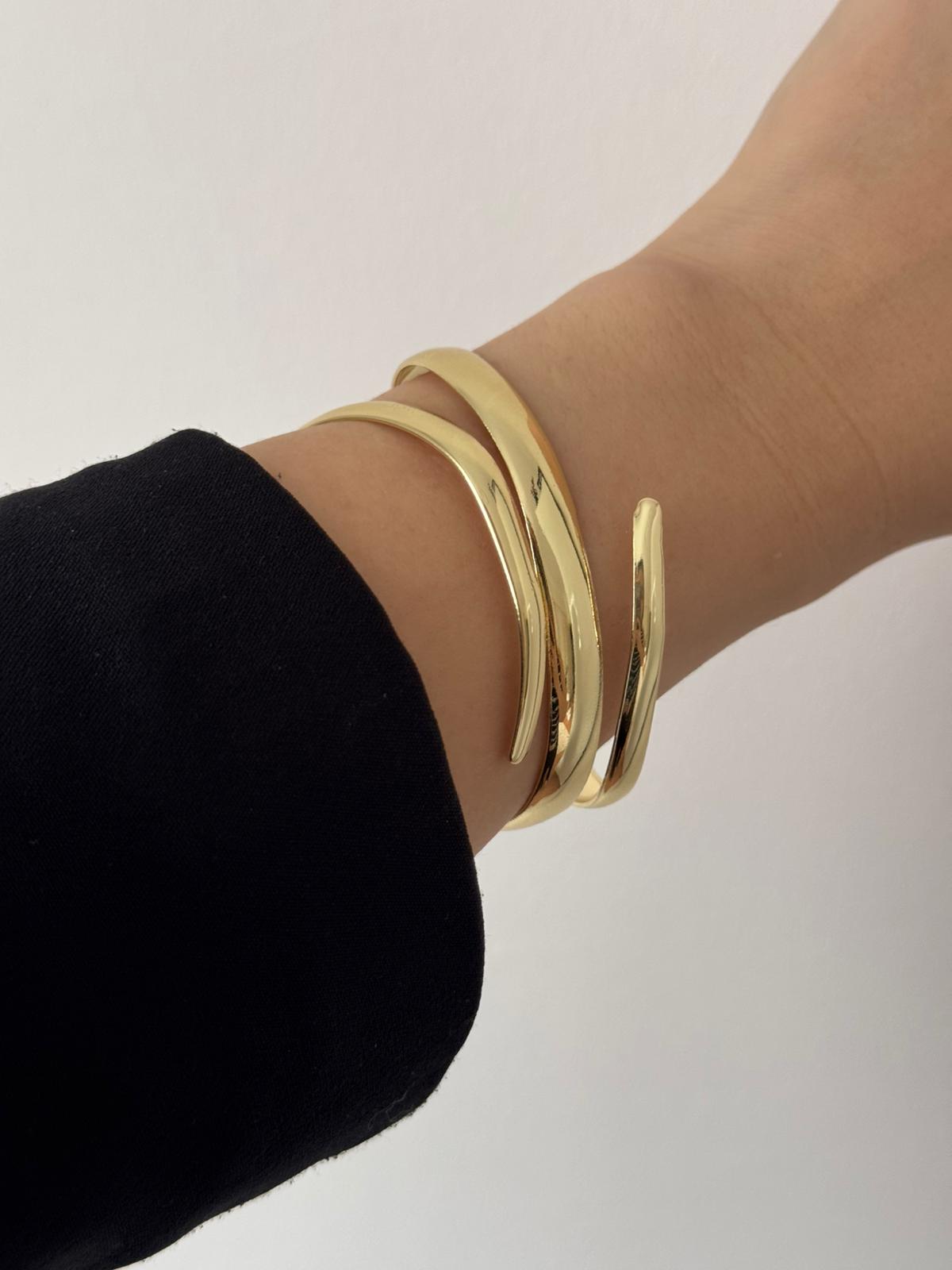 Altın Renk Çelik Ayarlanabilir Kelepçe Bileklik