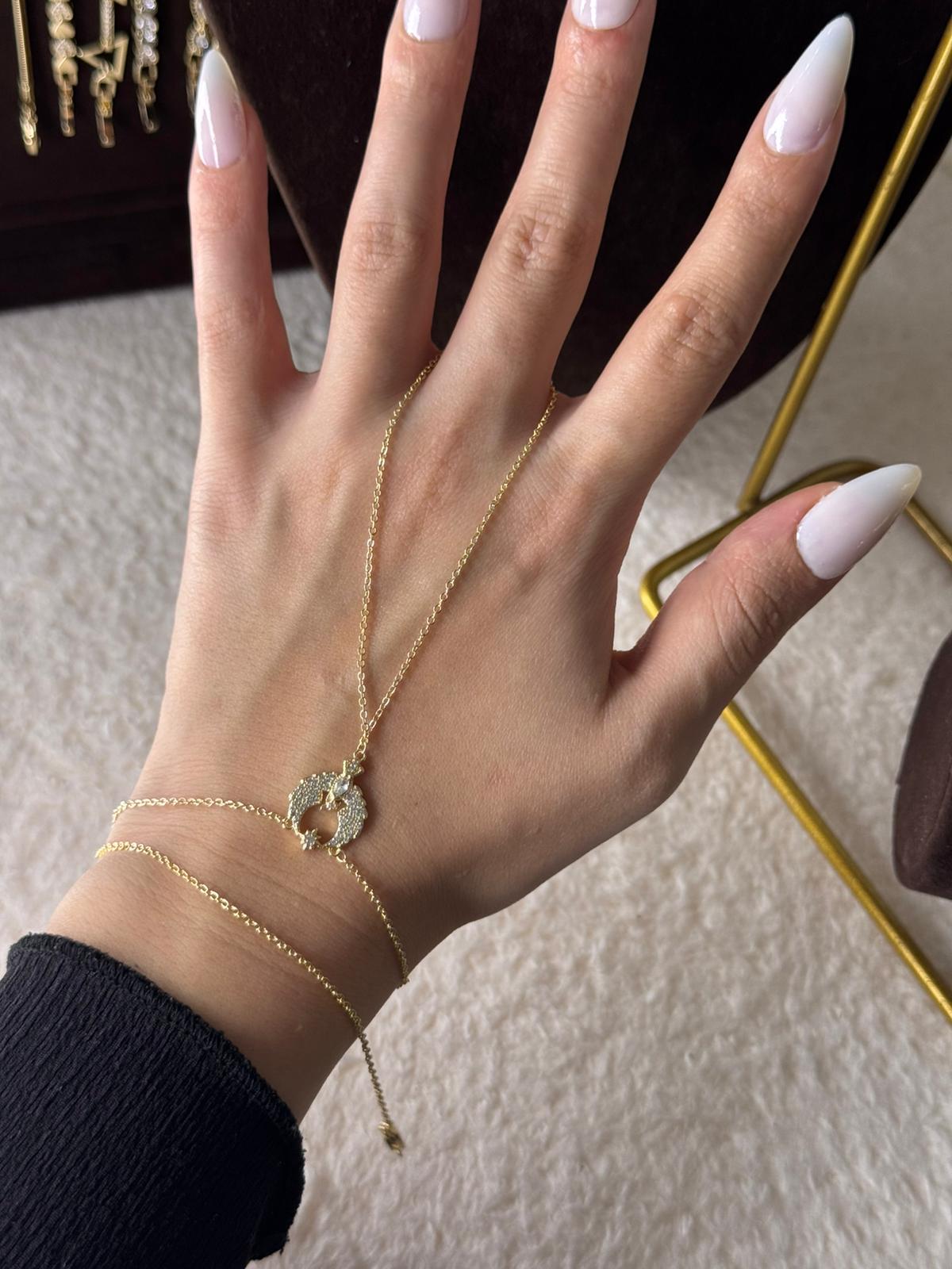 Stone Hand Chain – Gold