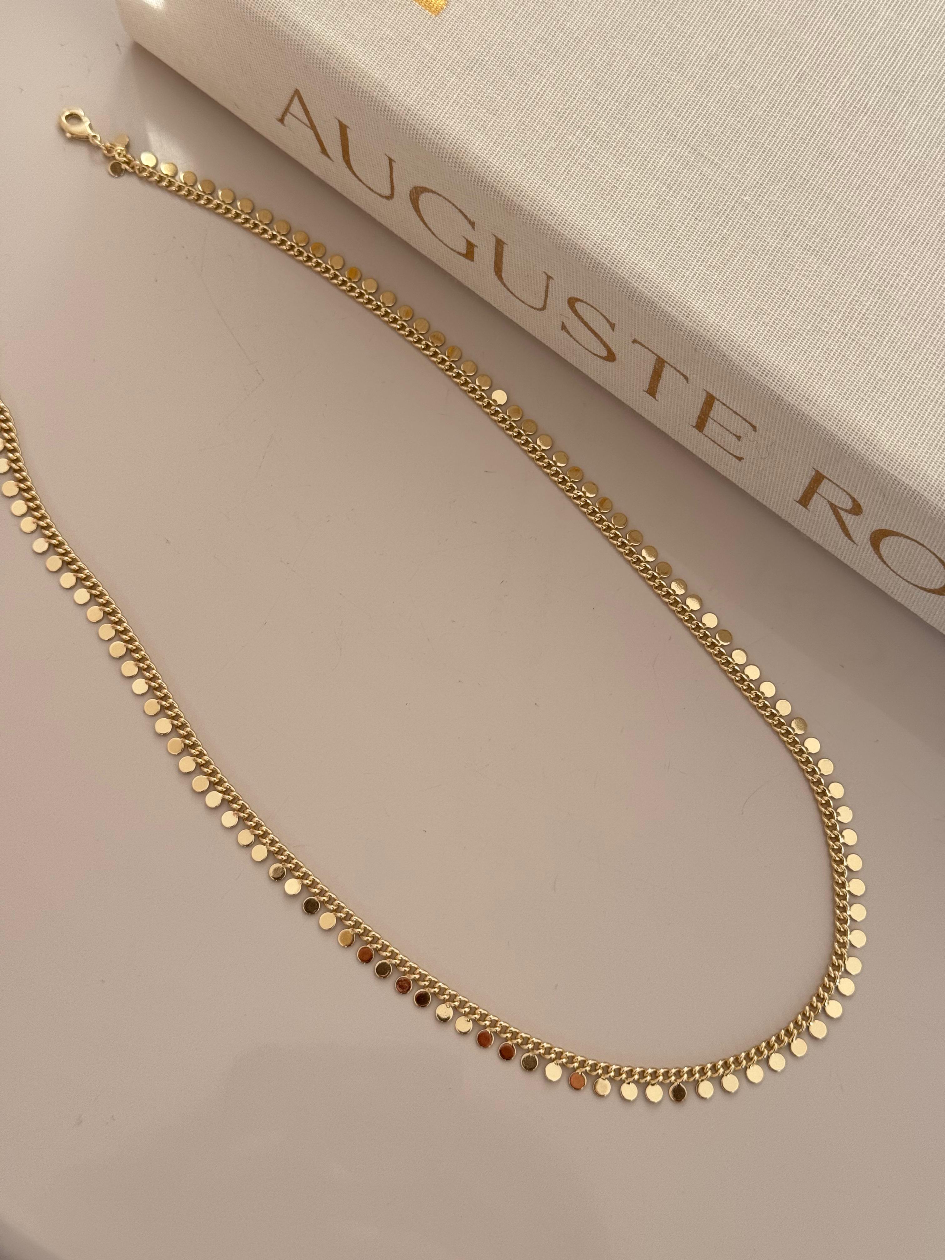 Altın Renk Yuvarlak Form Detaylı Parlak Çelik Kadın Kolye