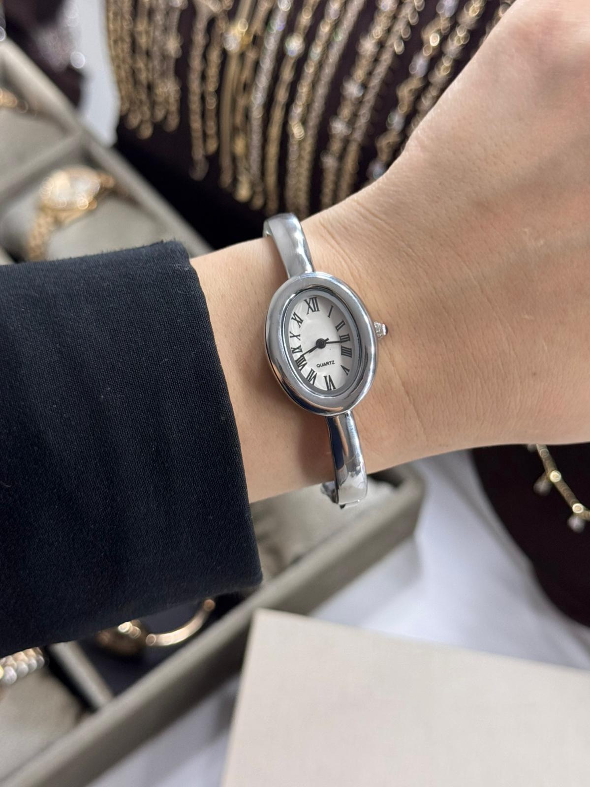 Silver Cuff Watch Stainless Steel Womens Watch