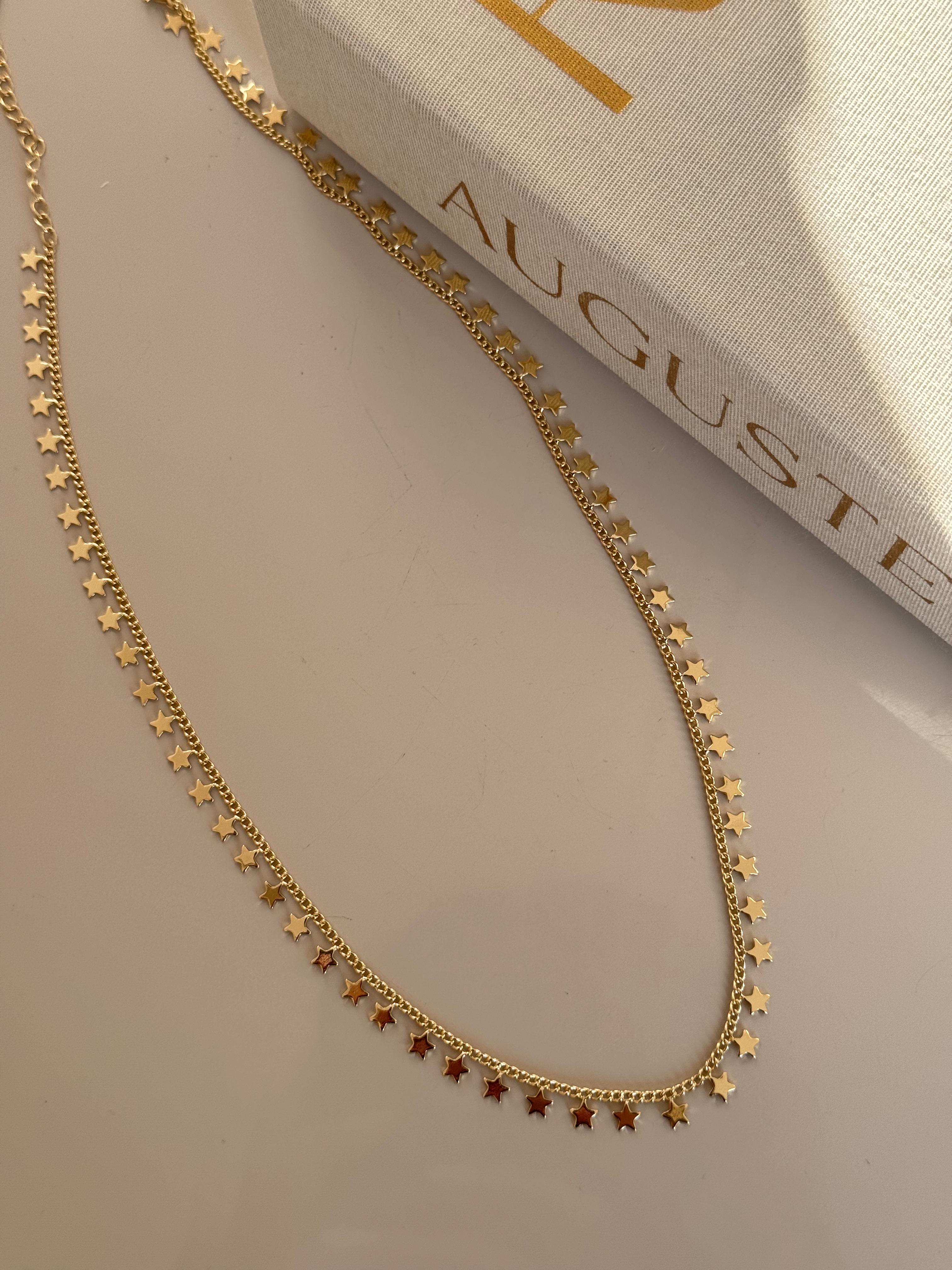 Altın Renk Yıldız Detaylı Çelik Kadın Kolye