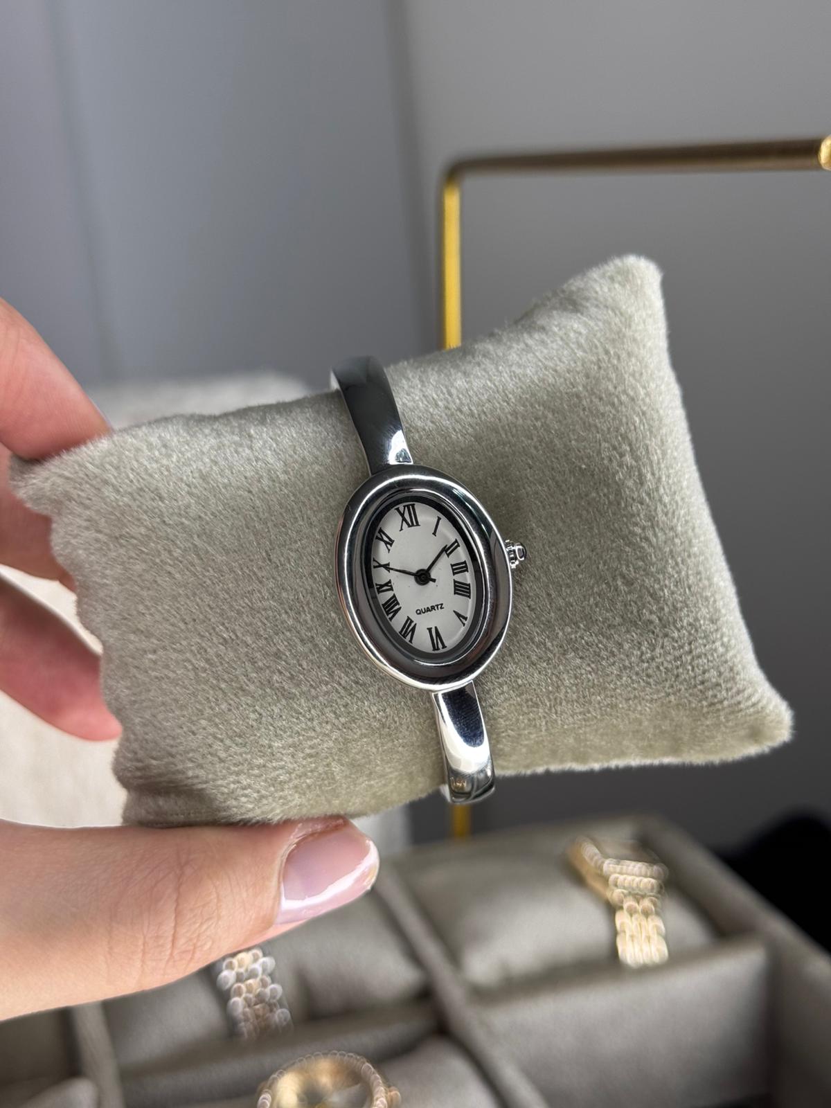 Silver Cuff Watch Stainless Steel Womens Watch