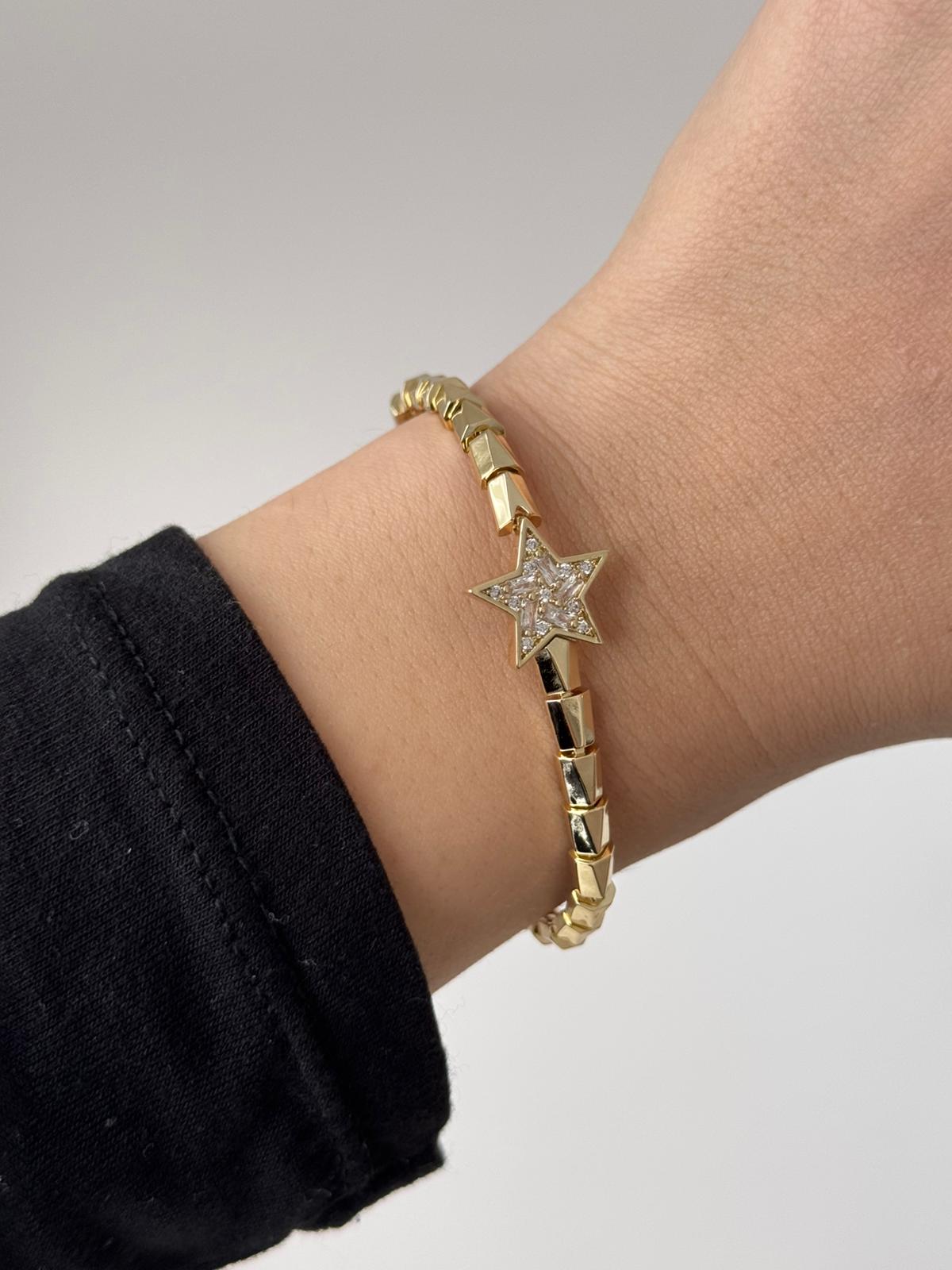 VIP Seri Yıldız Taşlı Çelik Bileklik – Gold