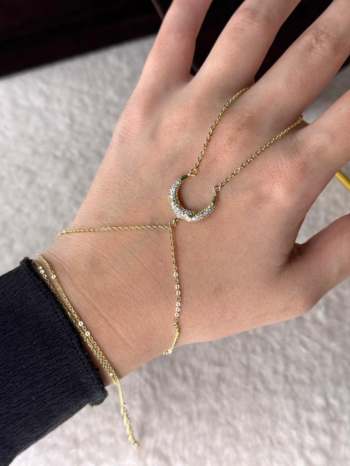 Crescent Gold Hand Chain