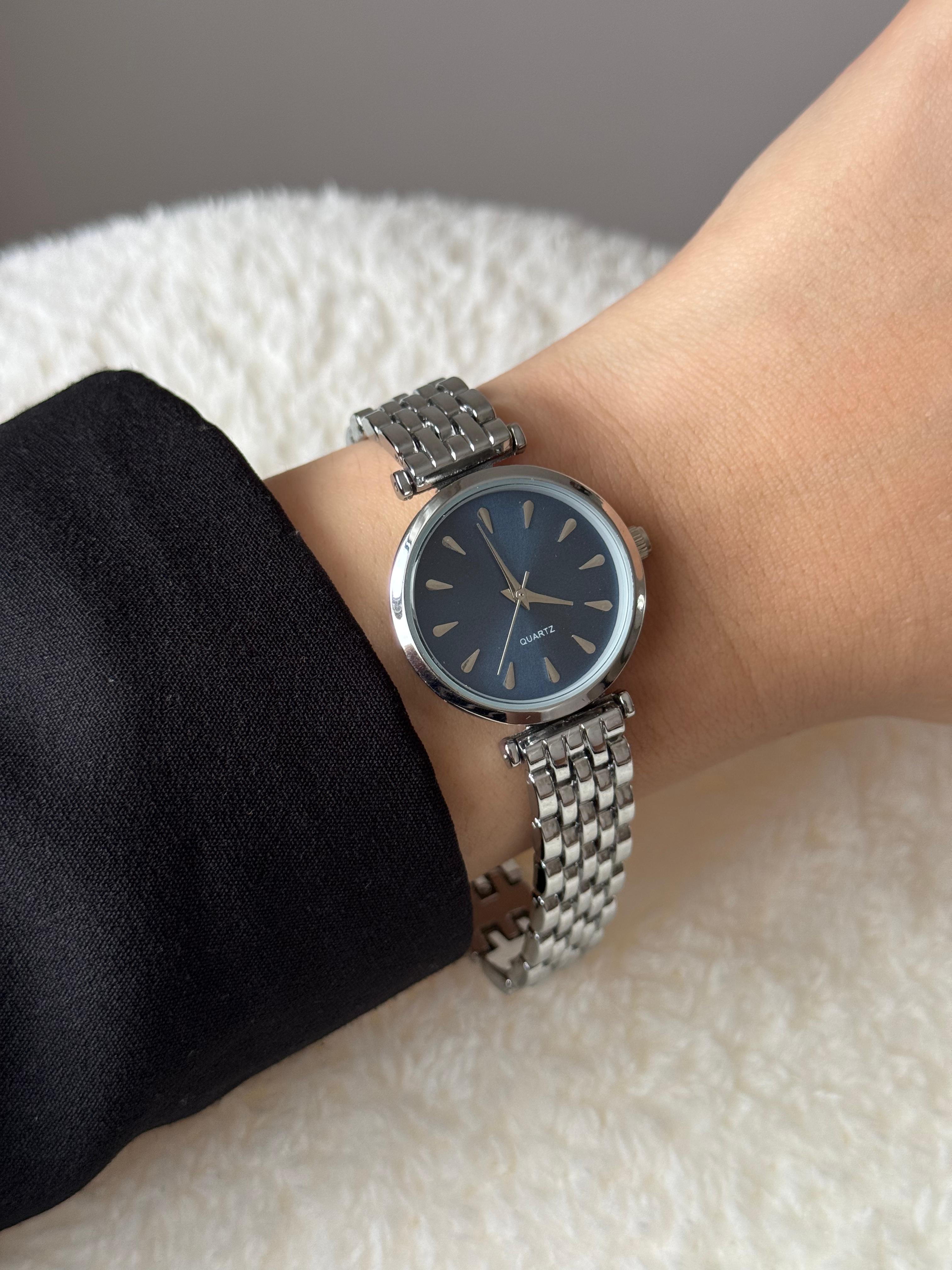 Silver Design Blue Dial Watch