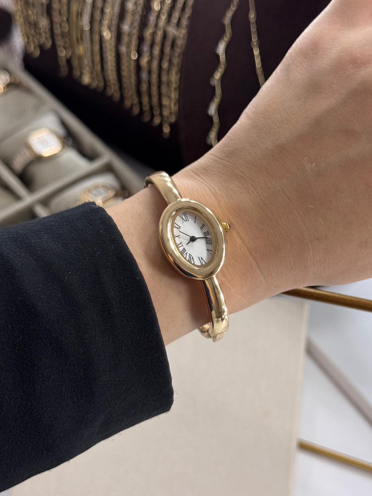 Gold Cuff Watch Stainless Steel Womens Watch