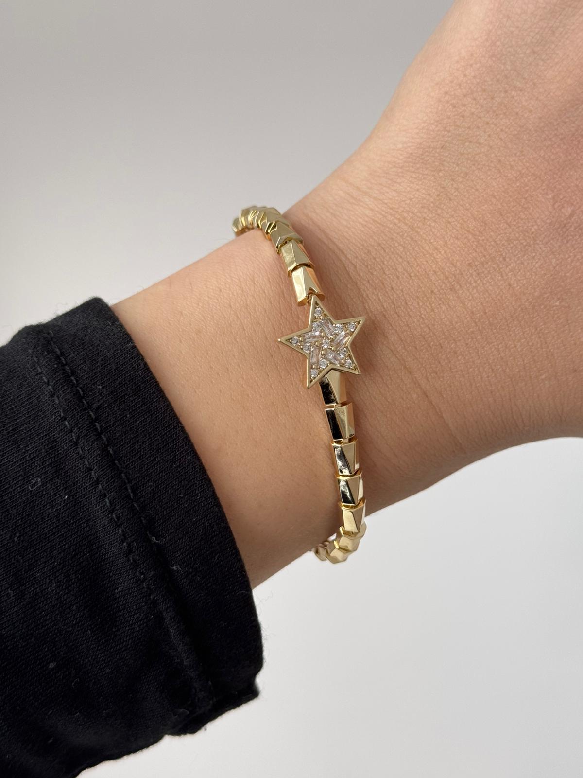 VIP Seri Yıldız Taşlı Çelik Bileklik – Gold