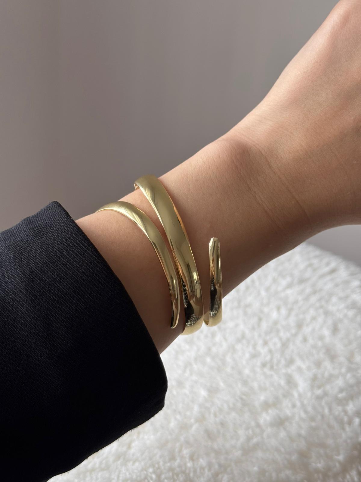 Altın Renk Çelik Ayarlanabilir Kelepçe Bileklik