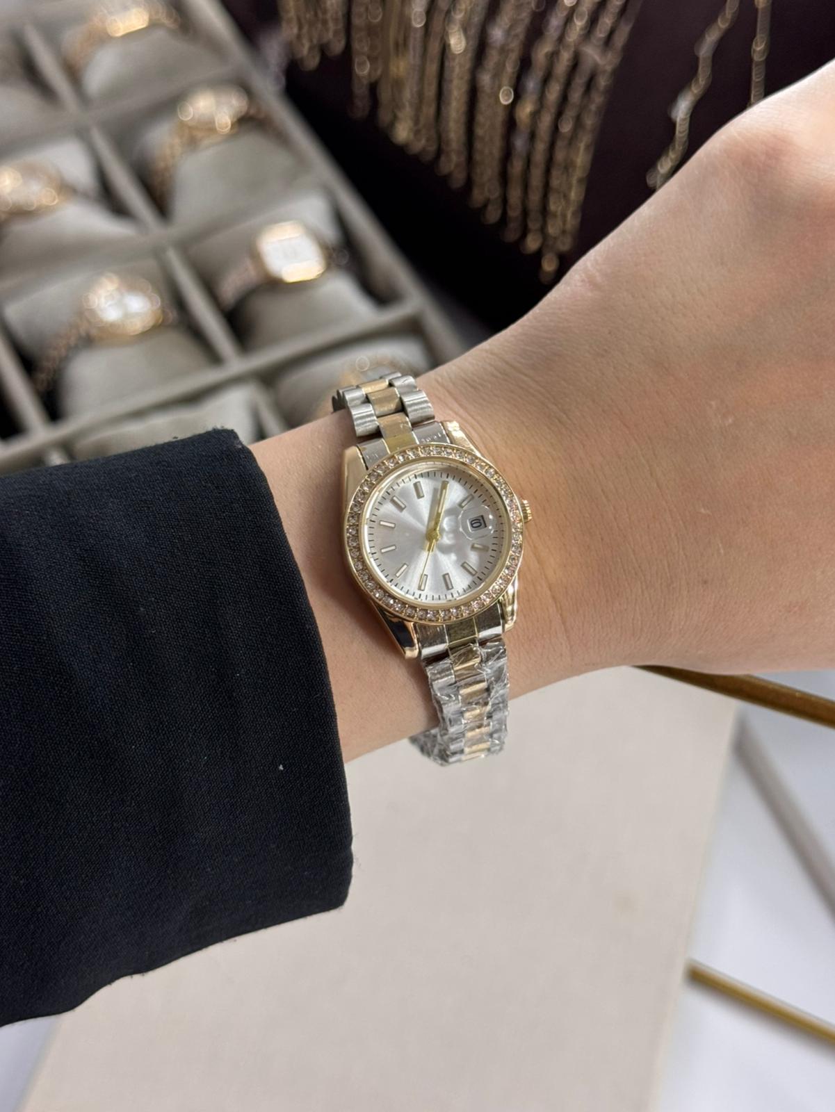 Roleta Lux Watch Gold Silver Stainless Steel Womens Watch