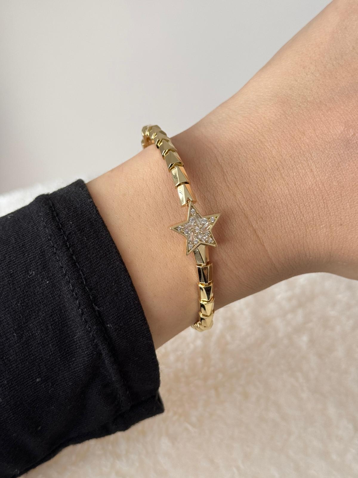 VIP Seri Yıldız Taşlı Çelik Bileklik – Gold