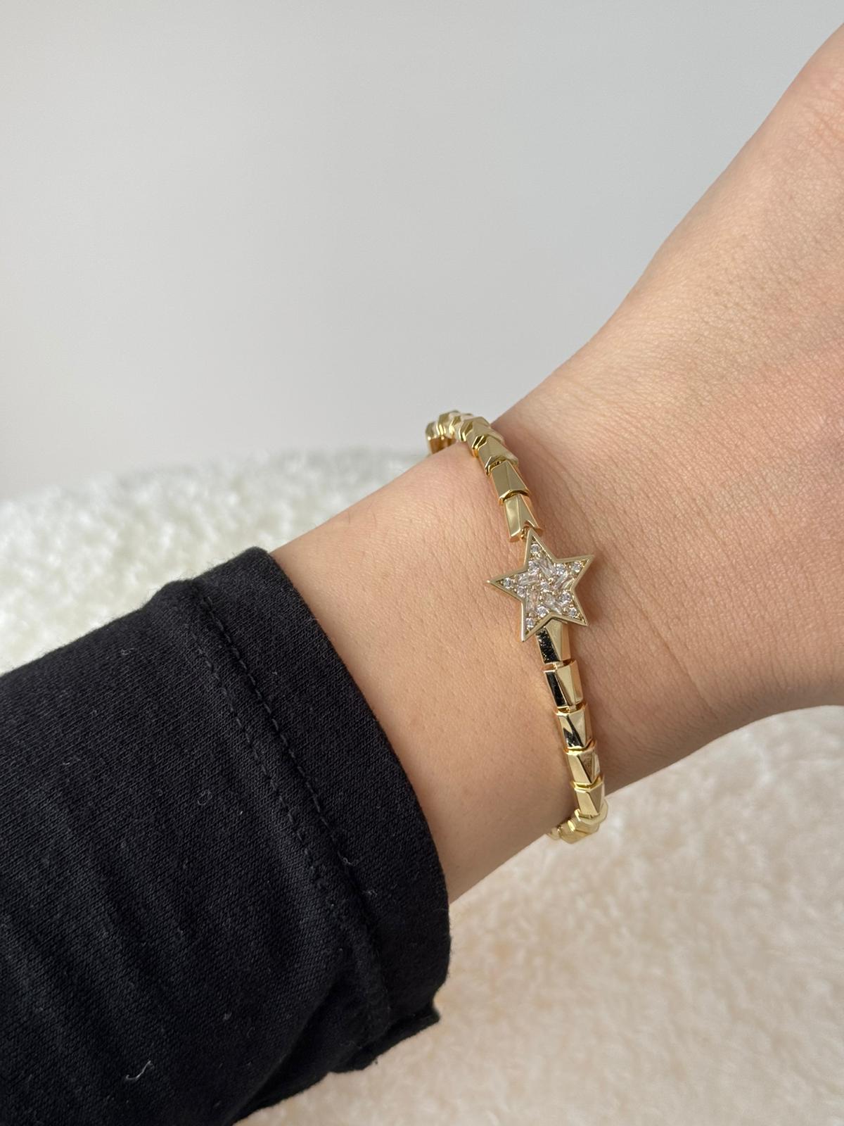 VIP Seri Yıldız Taşlı Çelik Bileklik – Gold