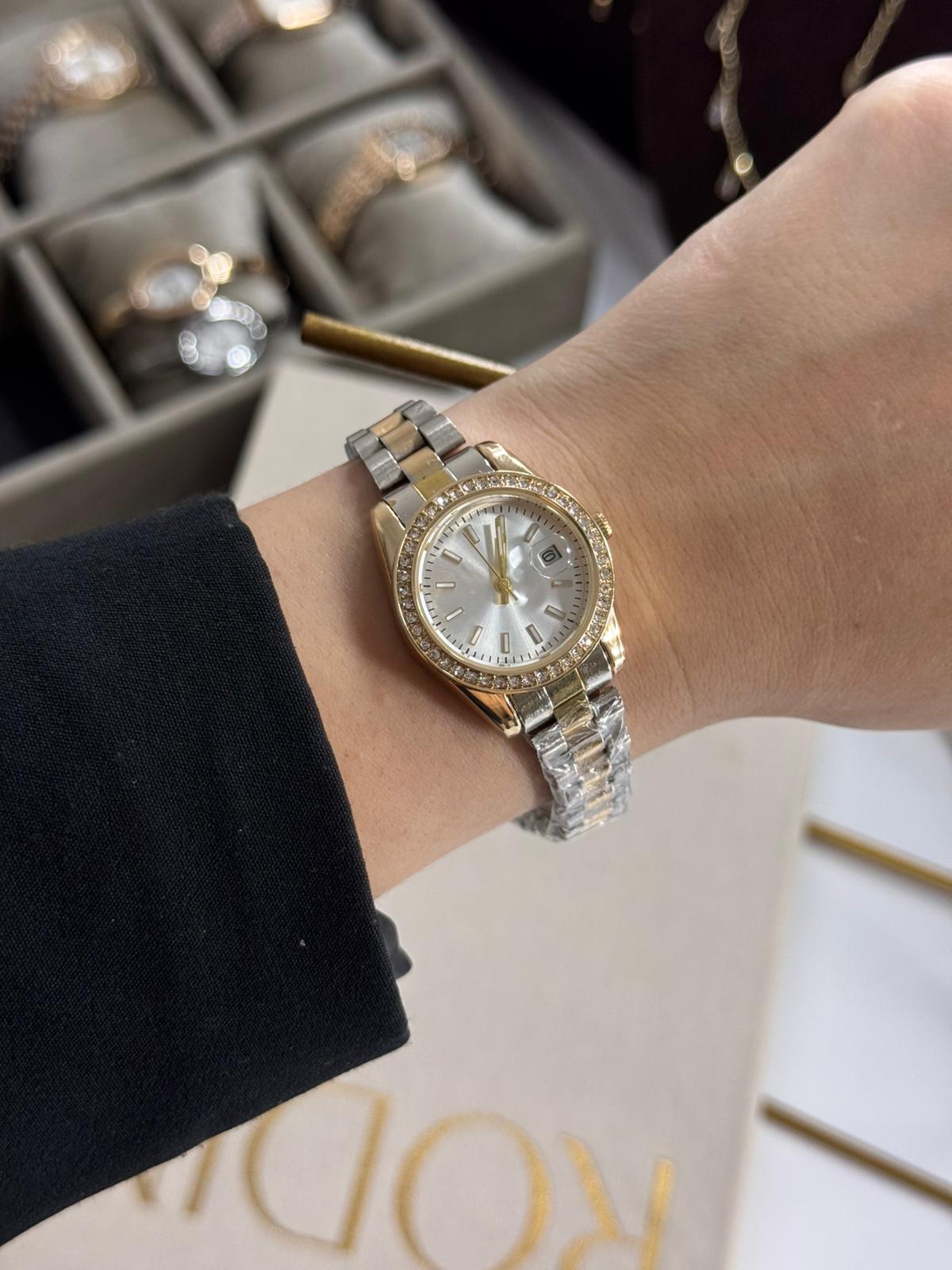 Roleta Lux Watch Gold Silver Stainless Steel Womens Watch