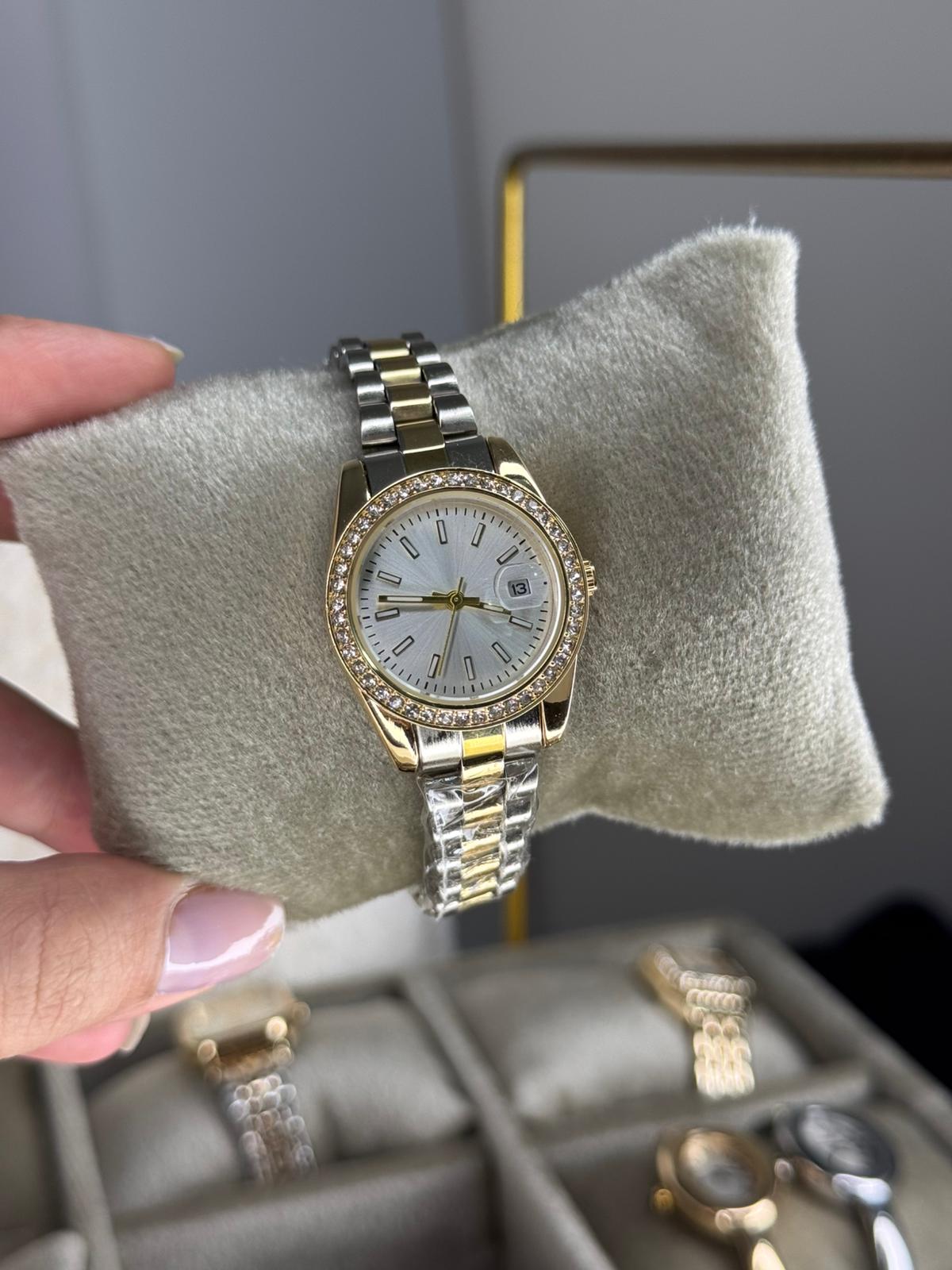 Roleta Lux Watch Gold Silver Stainless Steel Womens Watch