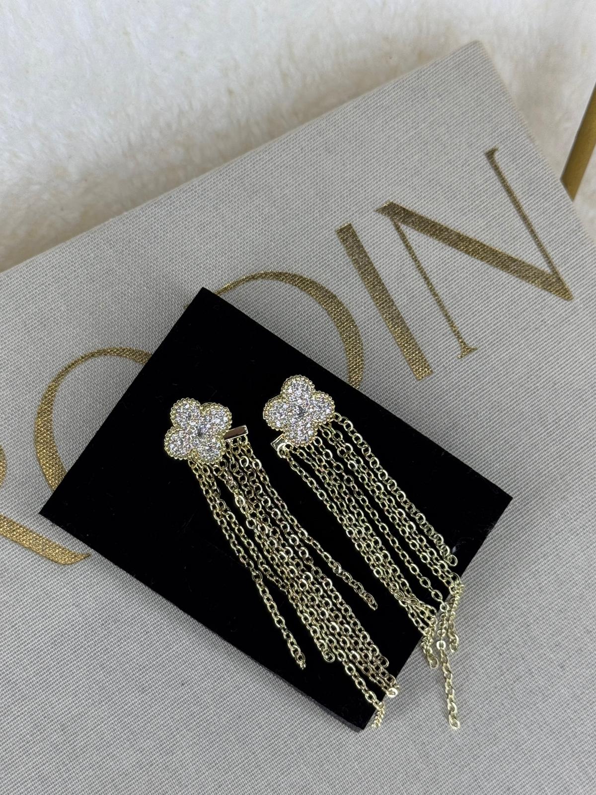 VIP Gold Clover Drop Earrings