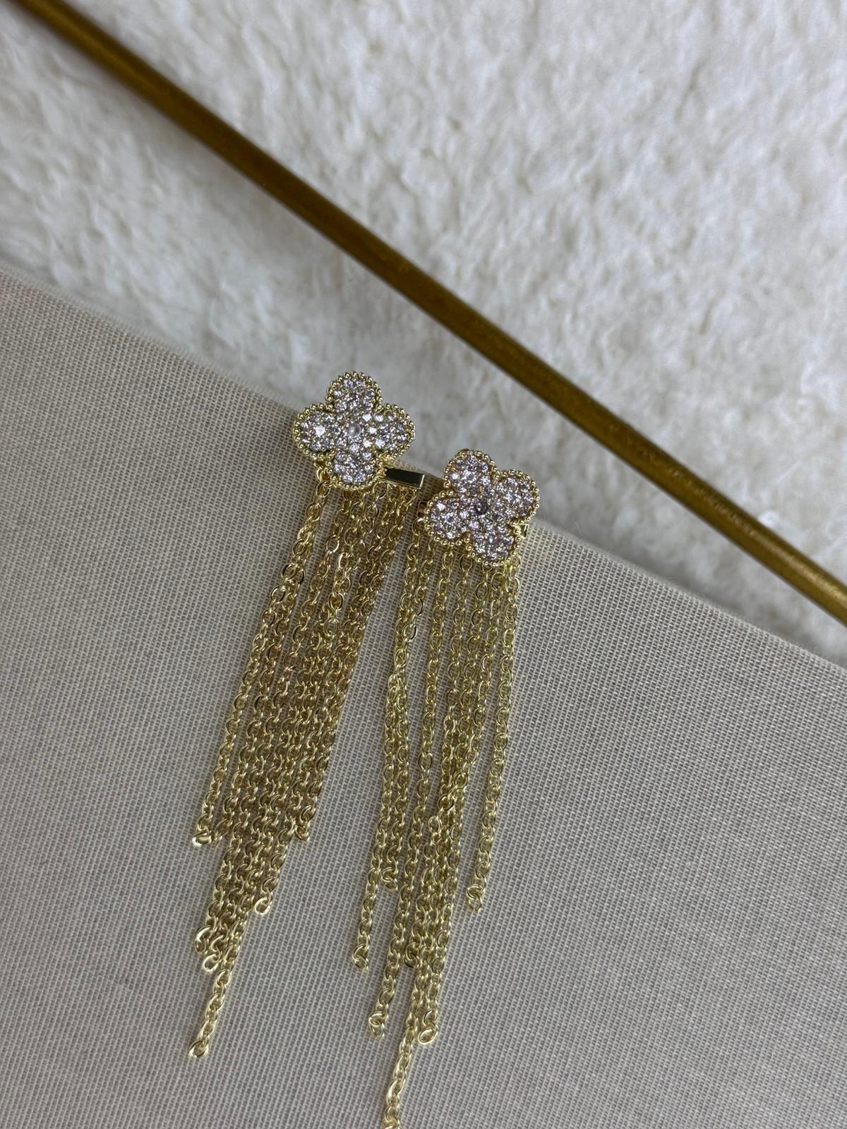 VIP Gold Clover Drop Earrings