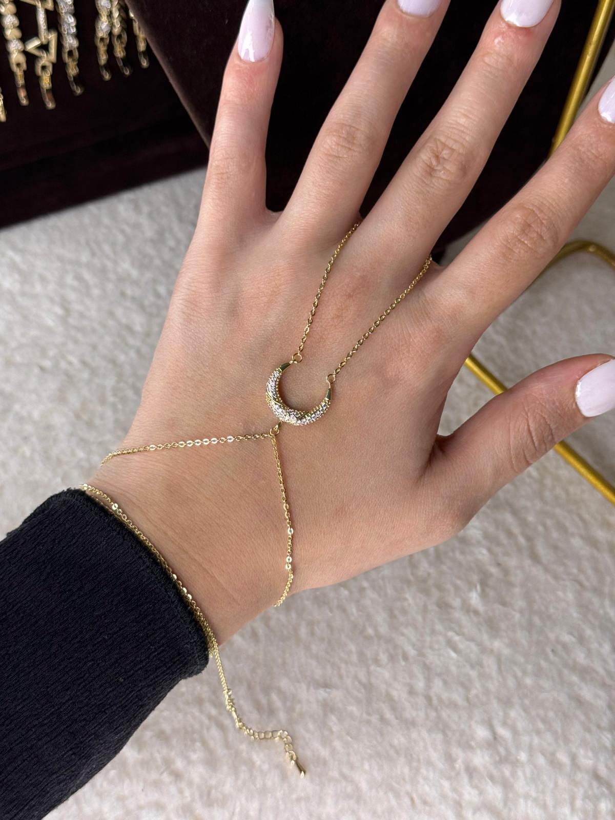 Crescent Gold Hand Chain