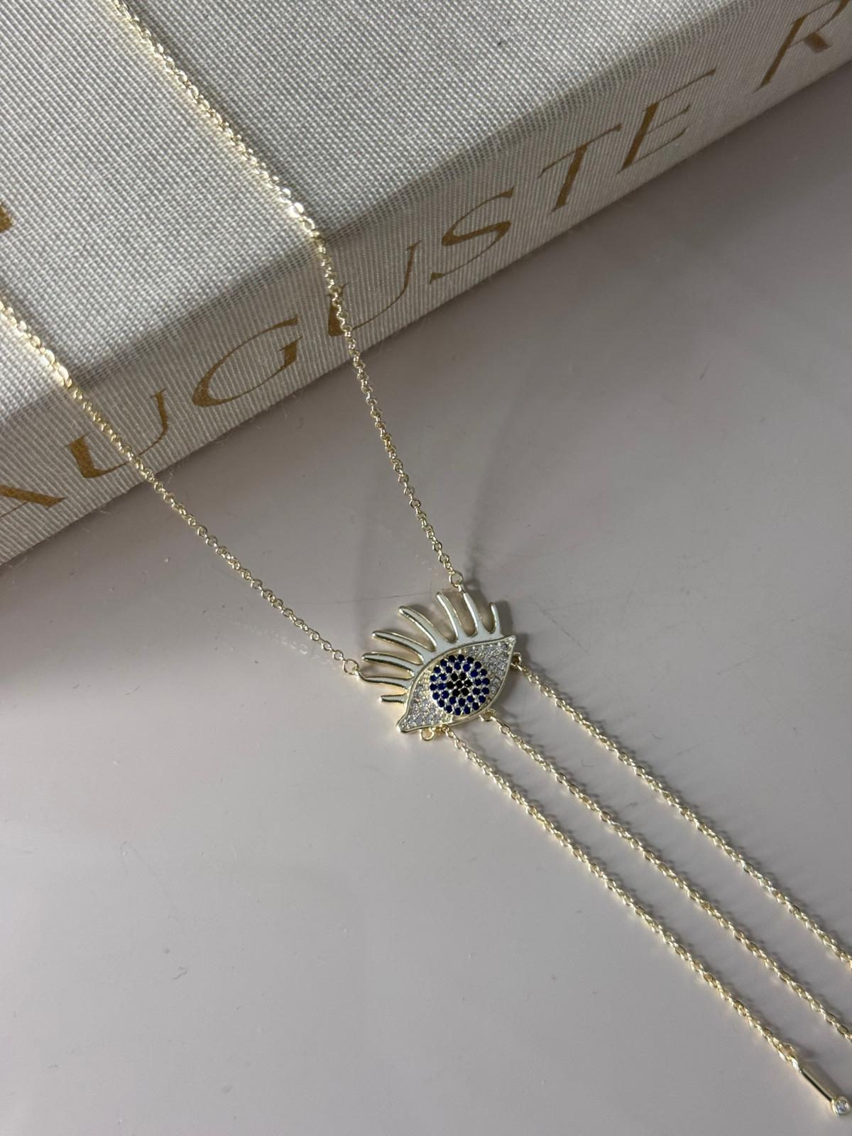 Mavi Taşlı Göz Kolye 