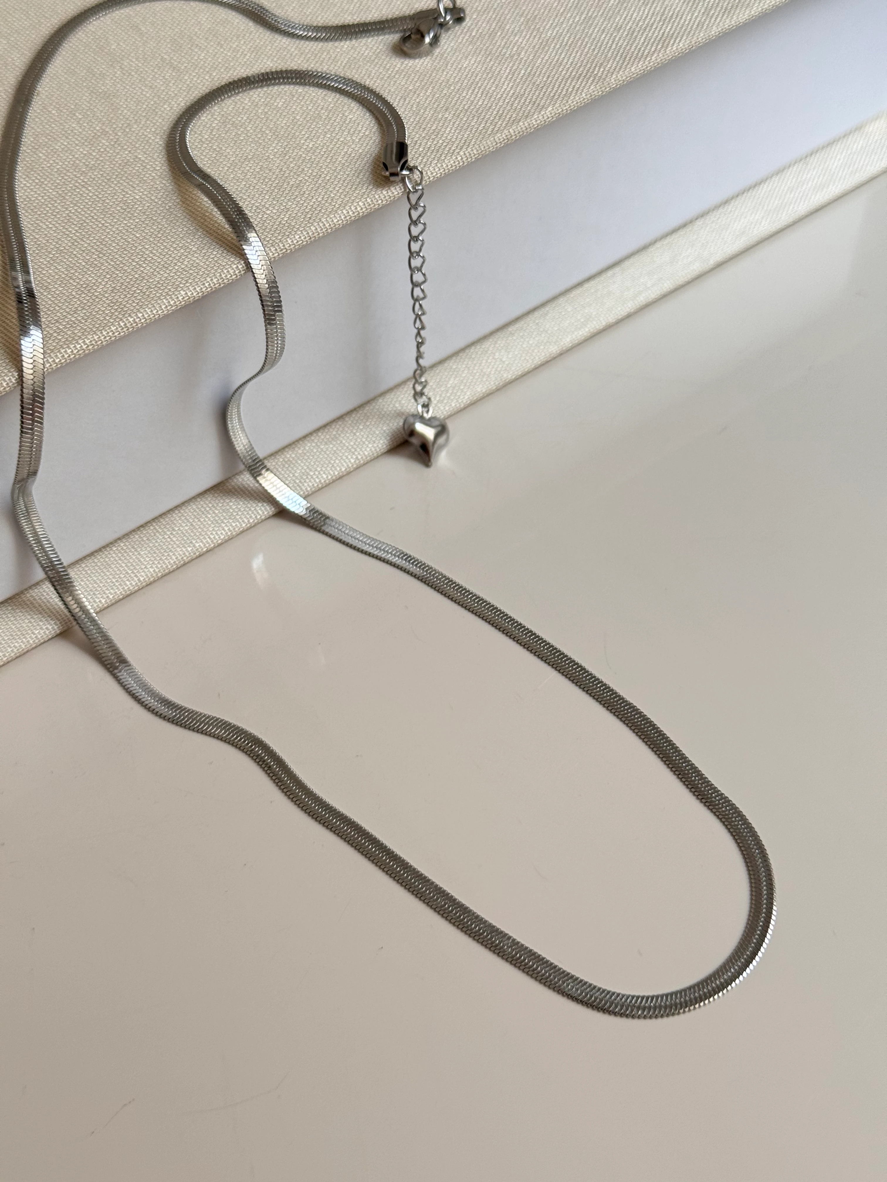 Gümüş Renk Ezme Zincir Kadın Çelik Kolye