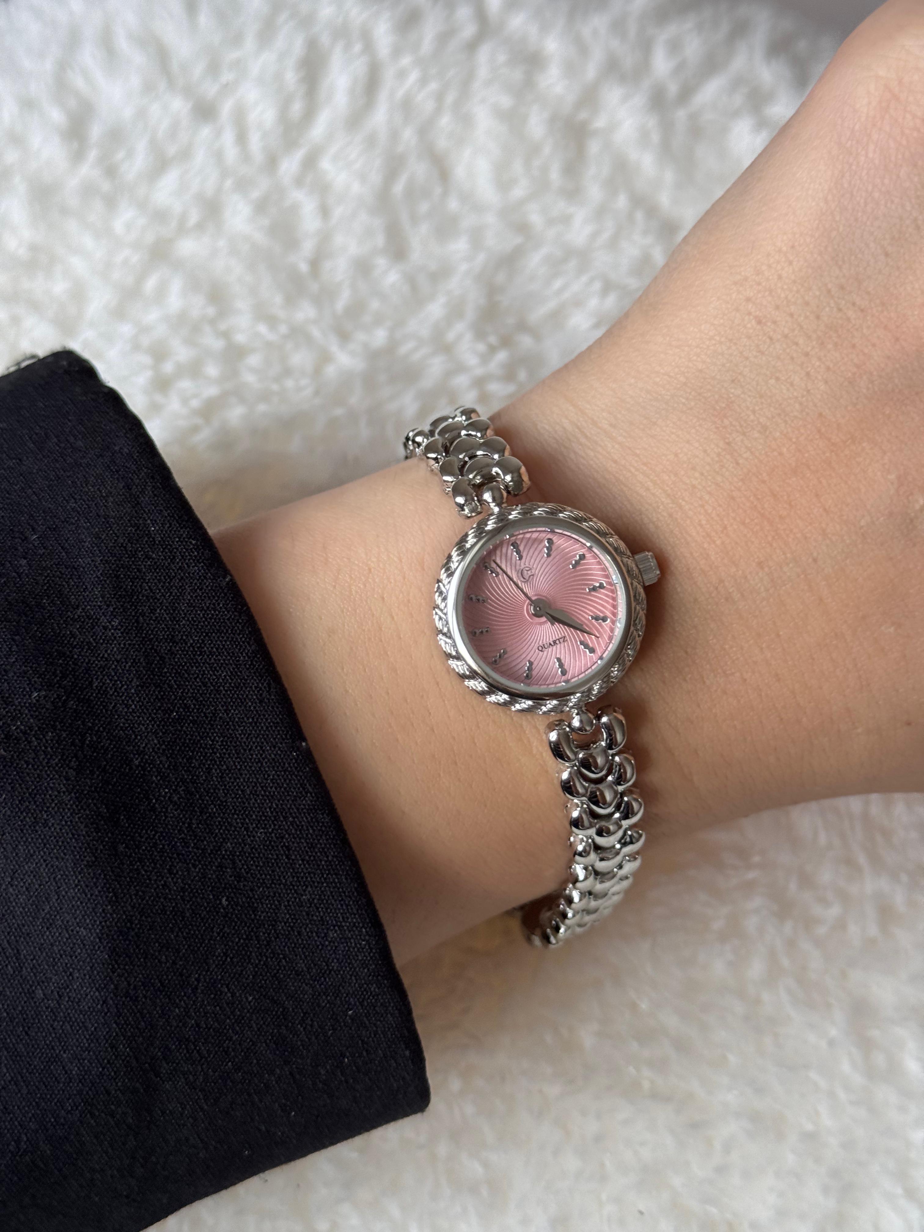 Silver Design Pink Dial Watch