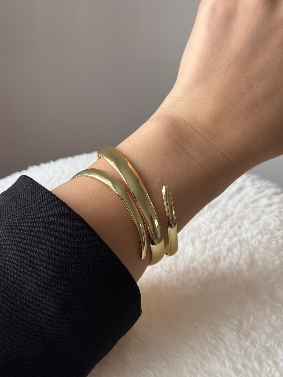 Altın Renk Çelik Ayarlanabilir Kelepçe Bileklik