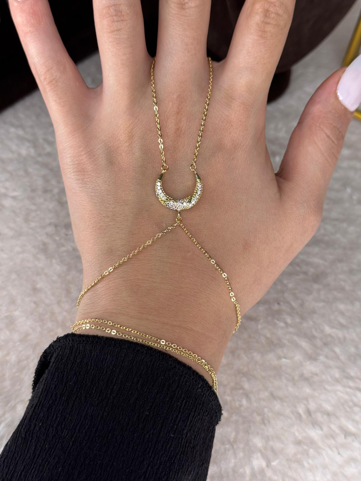 Crescent Gold Hand Chain