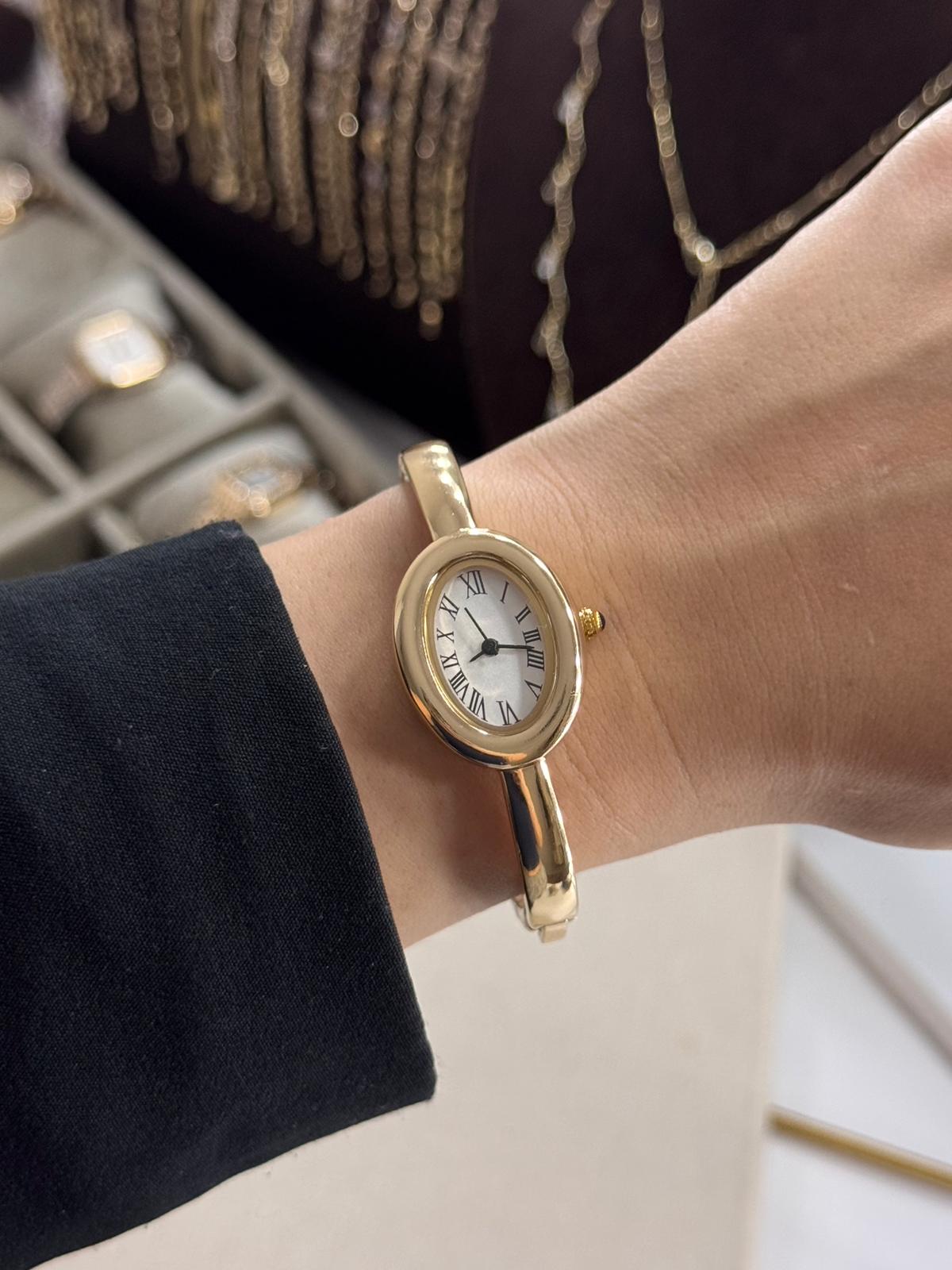 Gold Cuff Watch Stainless Steel Womens Watch