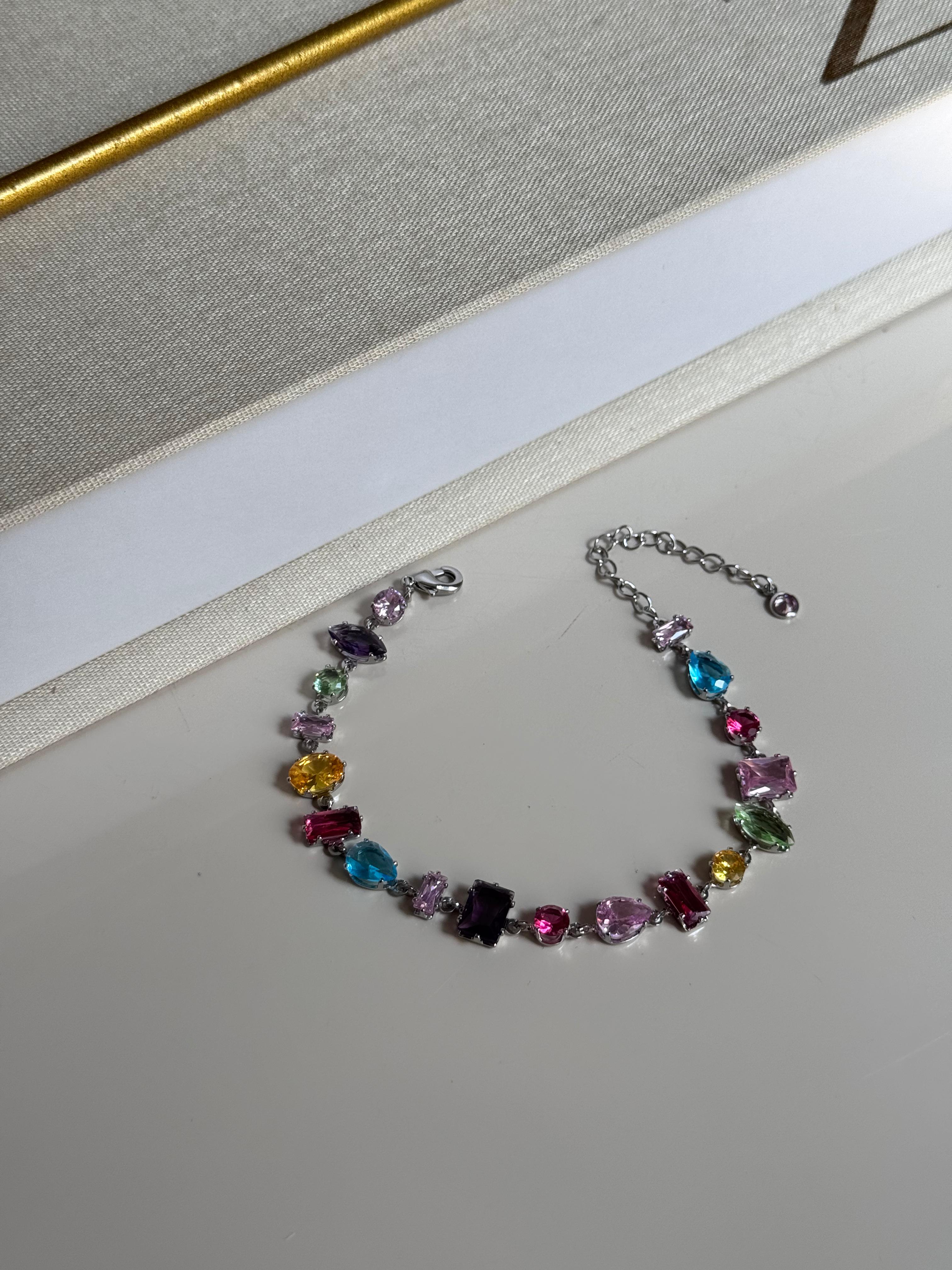 Aurora Colorful Stone Bracelet – Elegant Stainless Steel Design