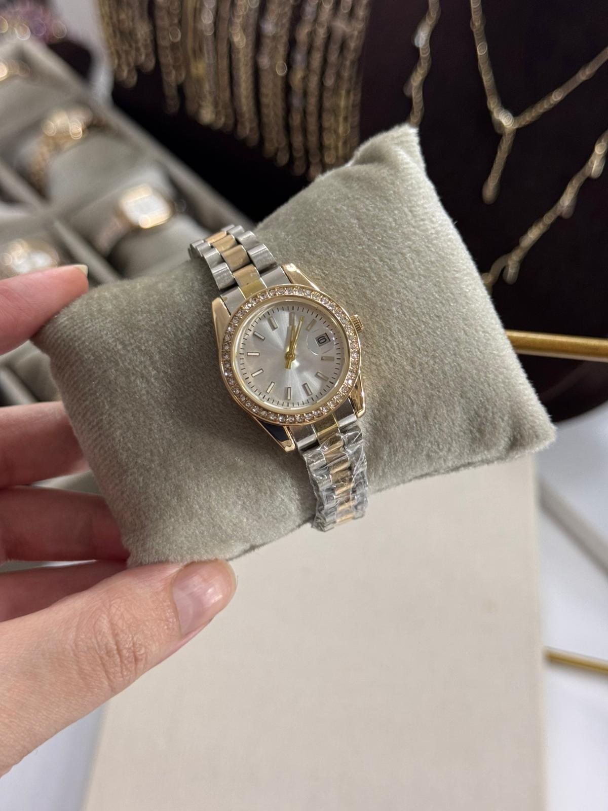 Roleta Lux Watch Gold Silver Stainless Steel Womens Watch