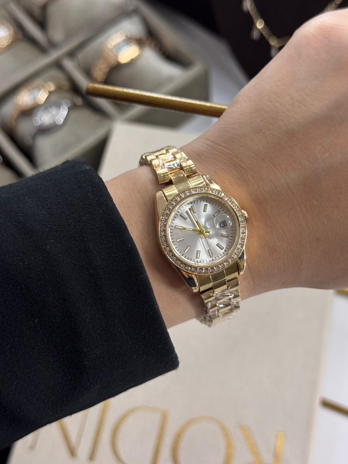 Roleta Lux Watch Gold Silver Stainless Steel Womens Watch