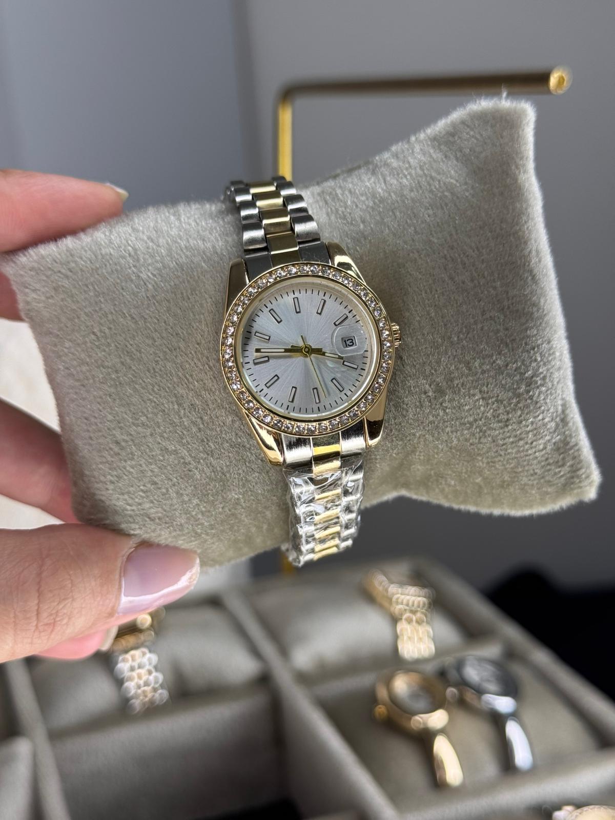 Roleta Lux Watch Gold Silver Stainless Steel Womens Watch