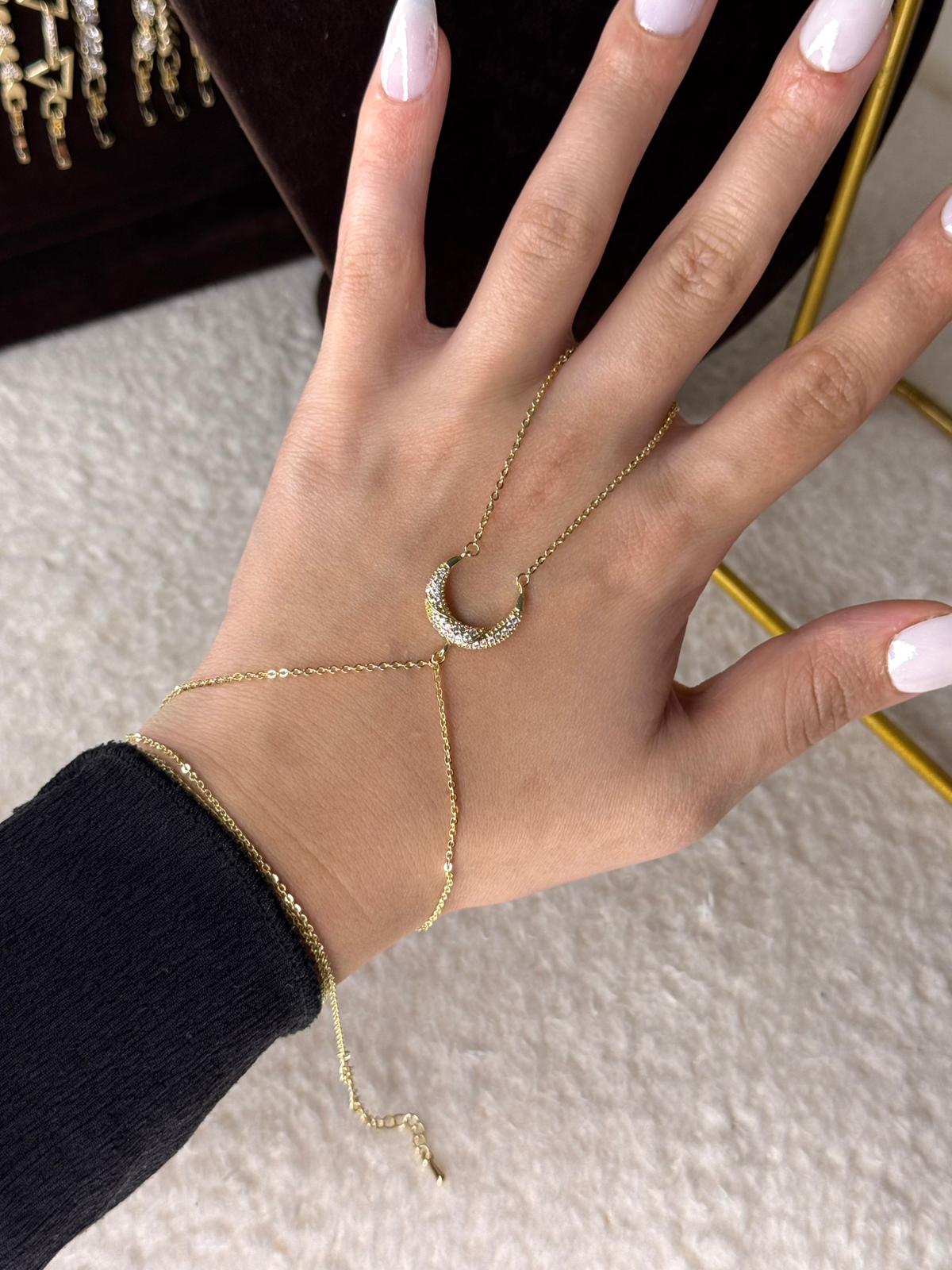 Crescent Gold Hand Chain