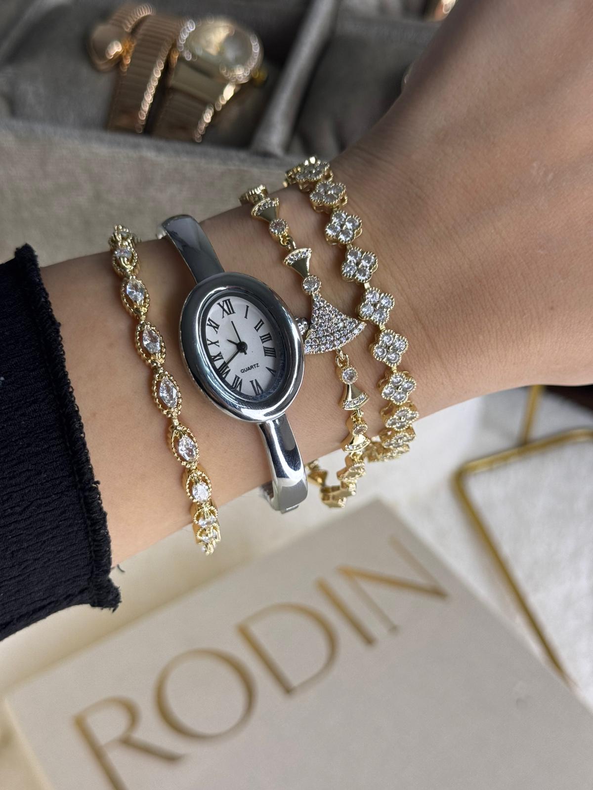 Silver Cuff Watch Stainless Steel Womens Watch