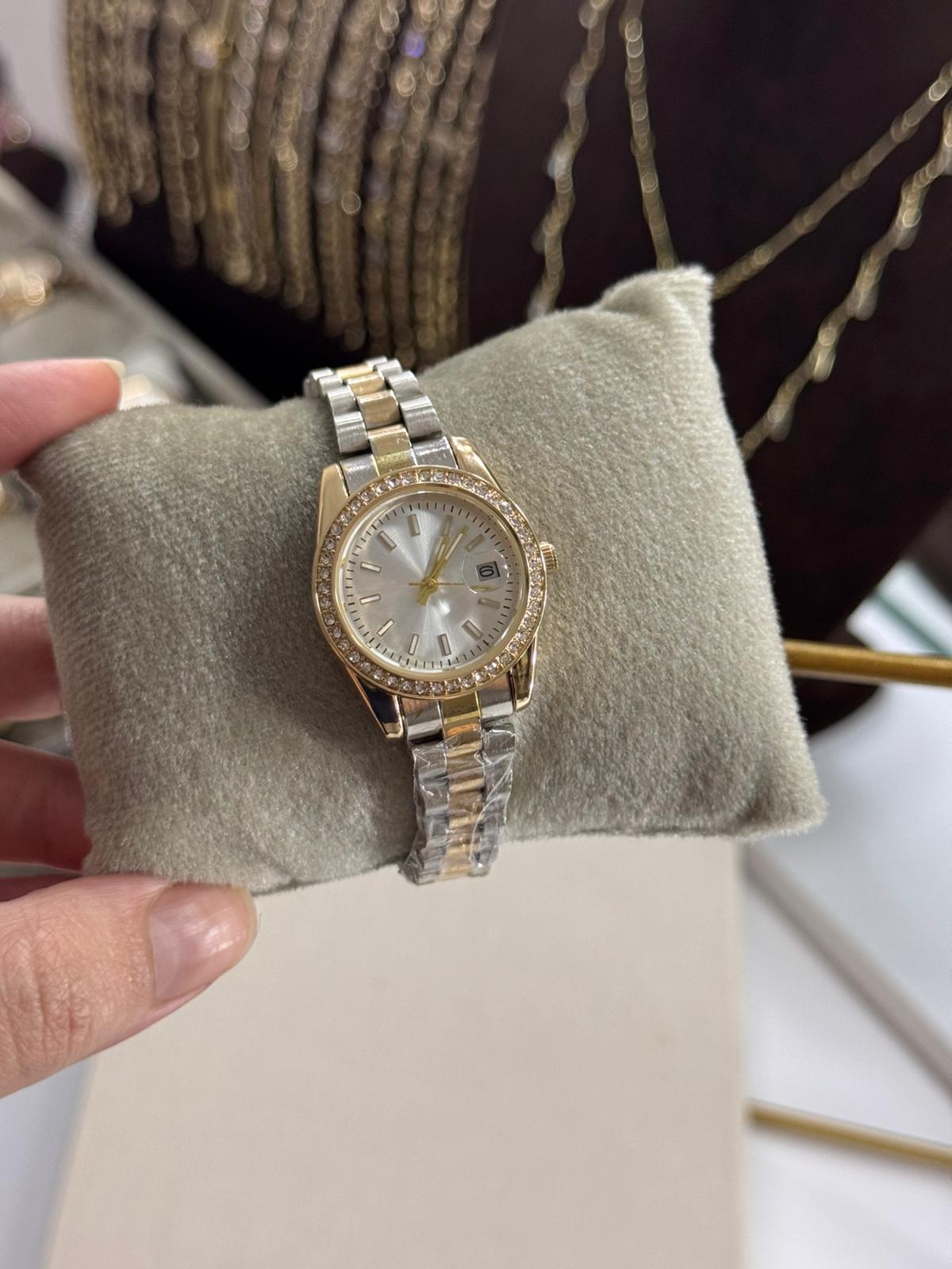 Roleta Lux Watch Gold Silver Stainless Steel Womens Watch