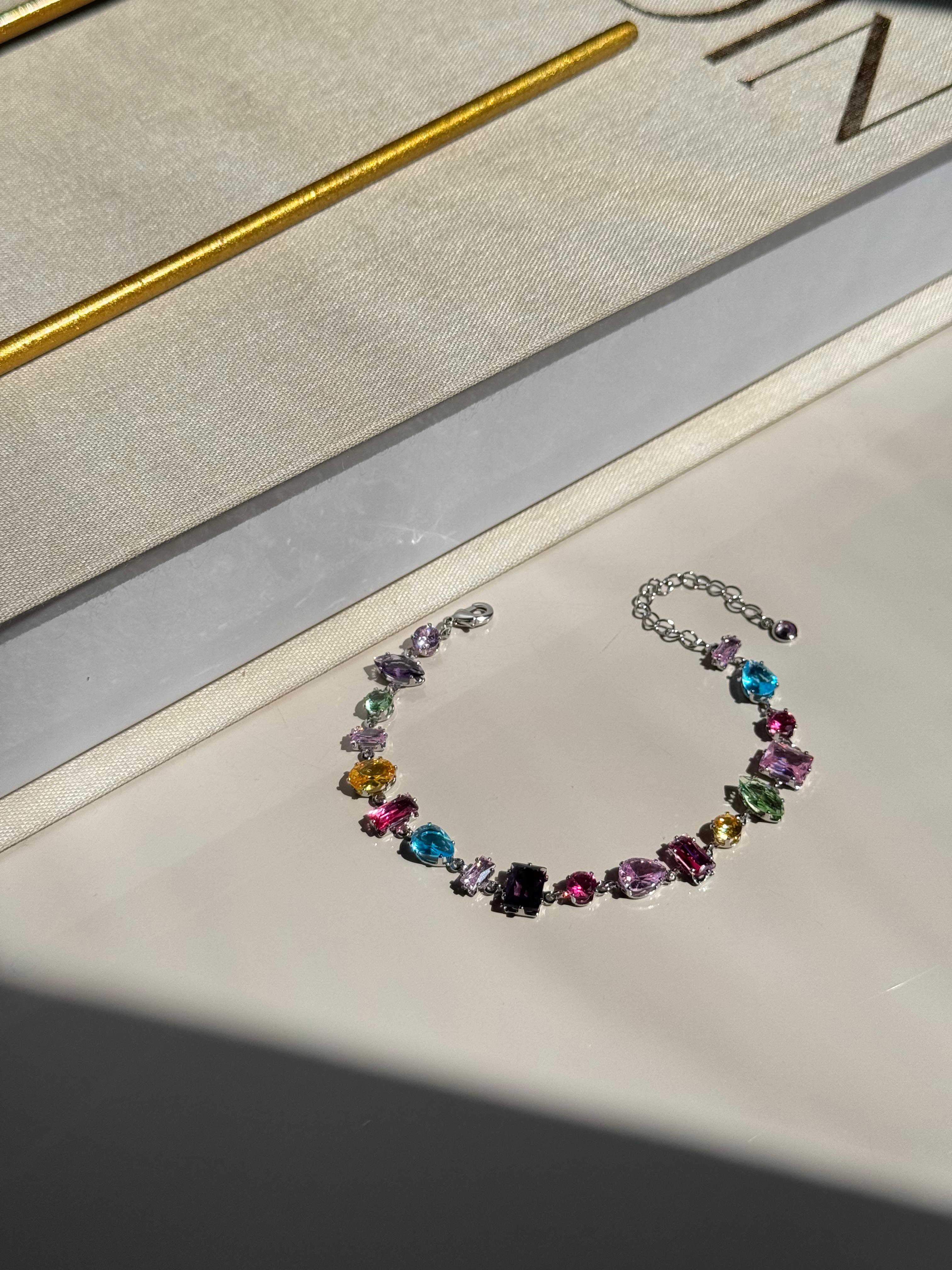 Aurora Colorful Stone Bracelet – Elegant Stainless Steel Design