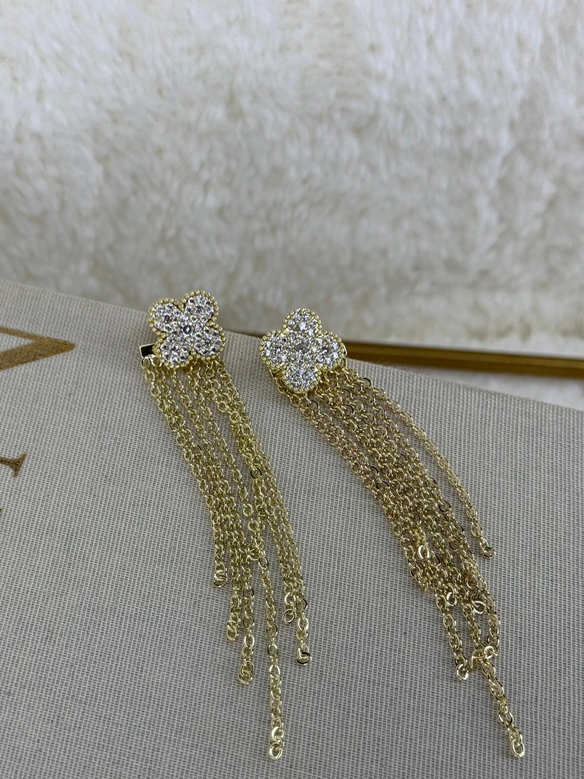 VIP Gold Clover Drop Earrings