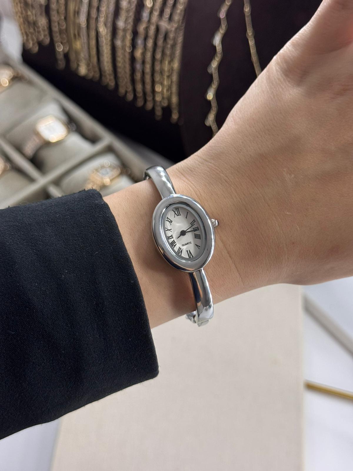 Silver Cuff Watch Stainless Steel Womens Watch