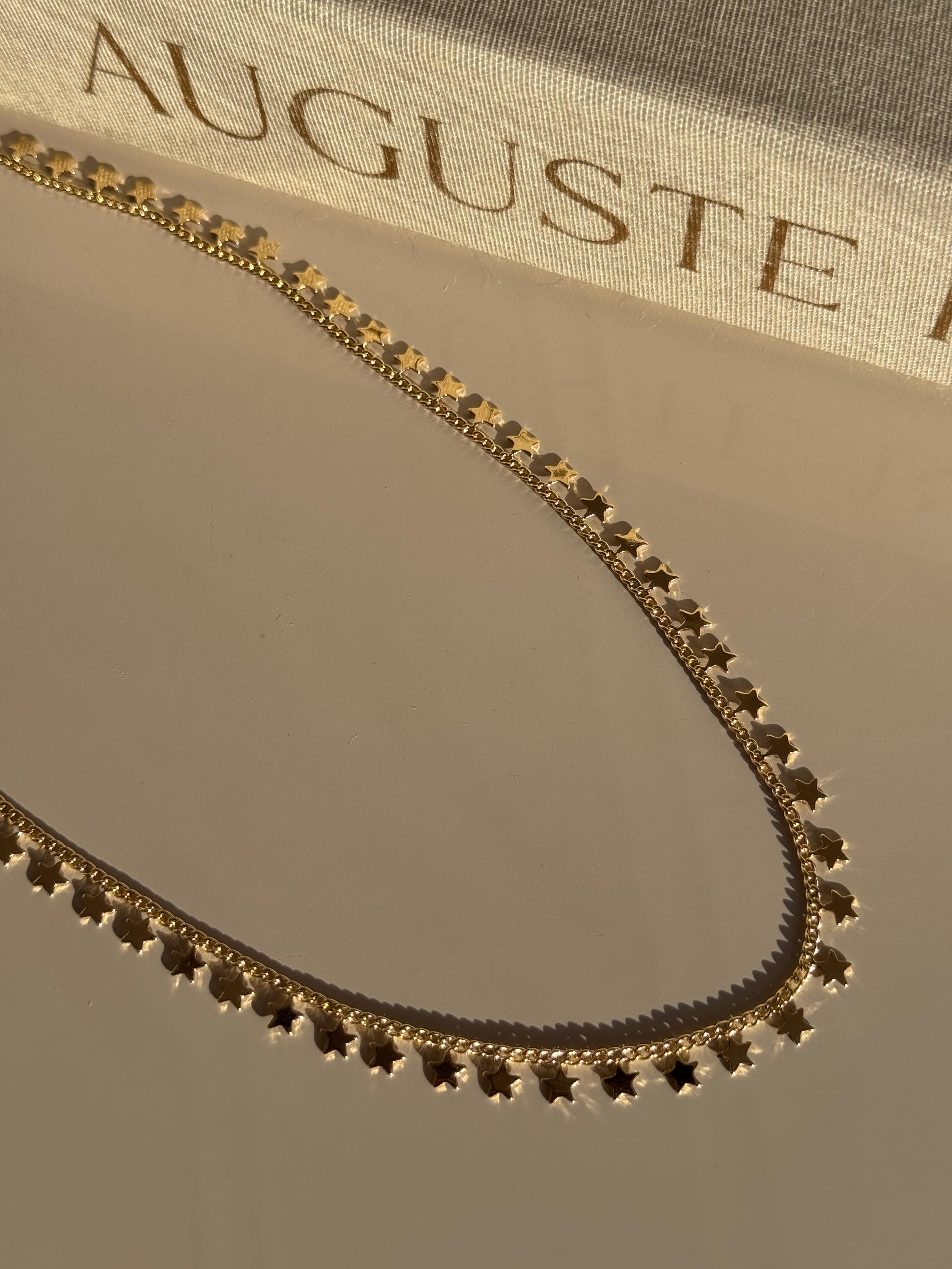 Altın Renk Yıldız Detaylı Çelik Kadın Kolye