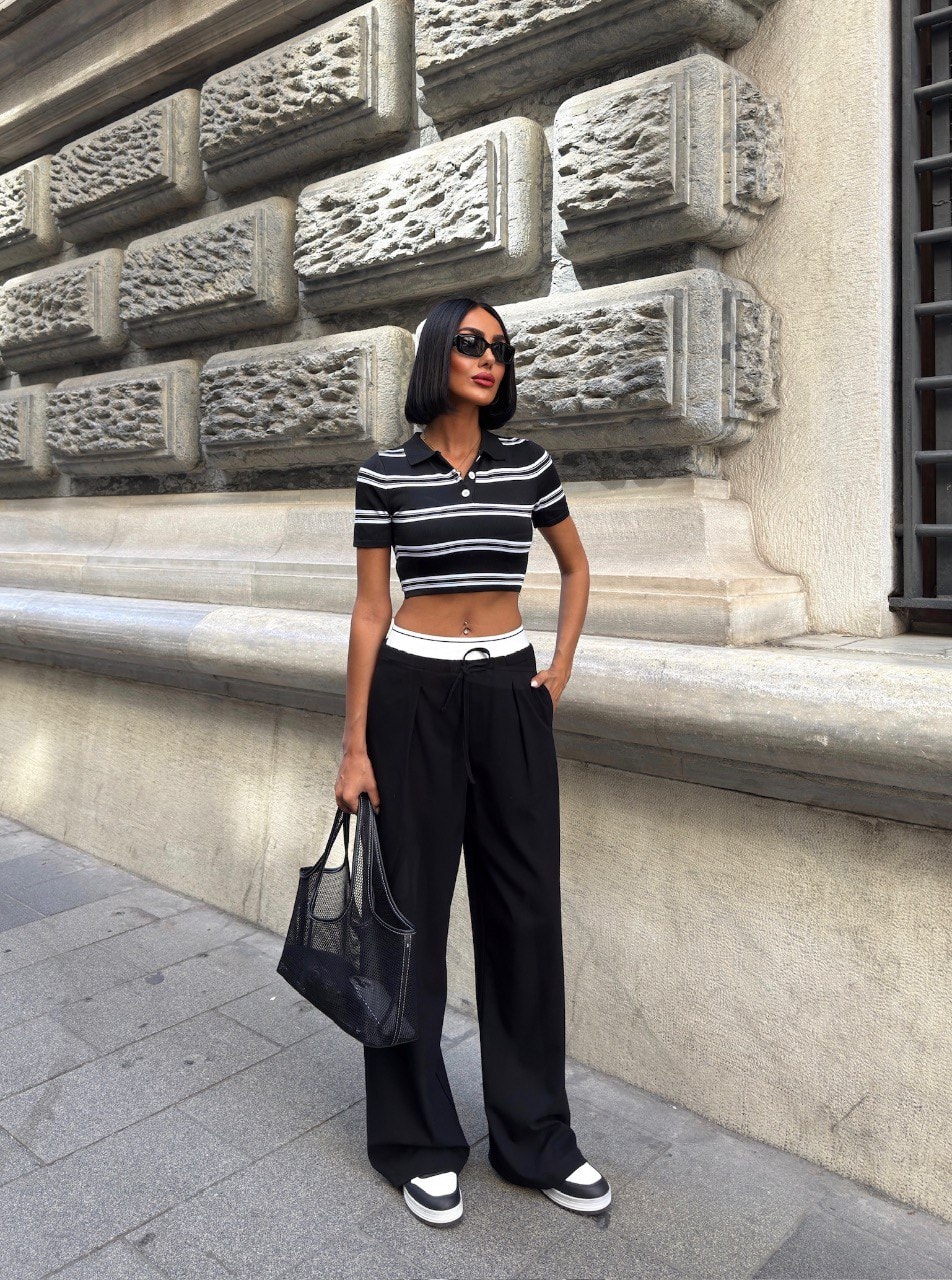 Beli Lastik Detaylı Rahat Casual Pantolon - siyah