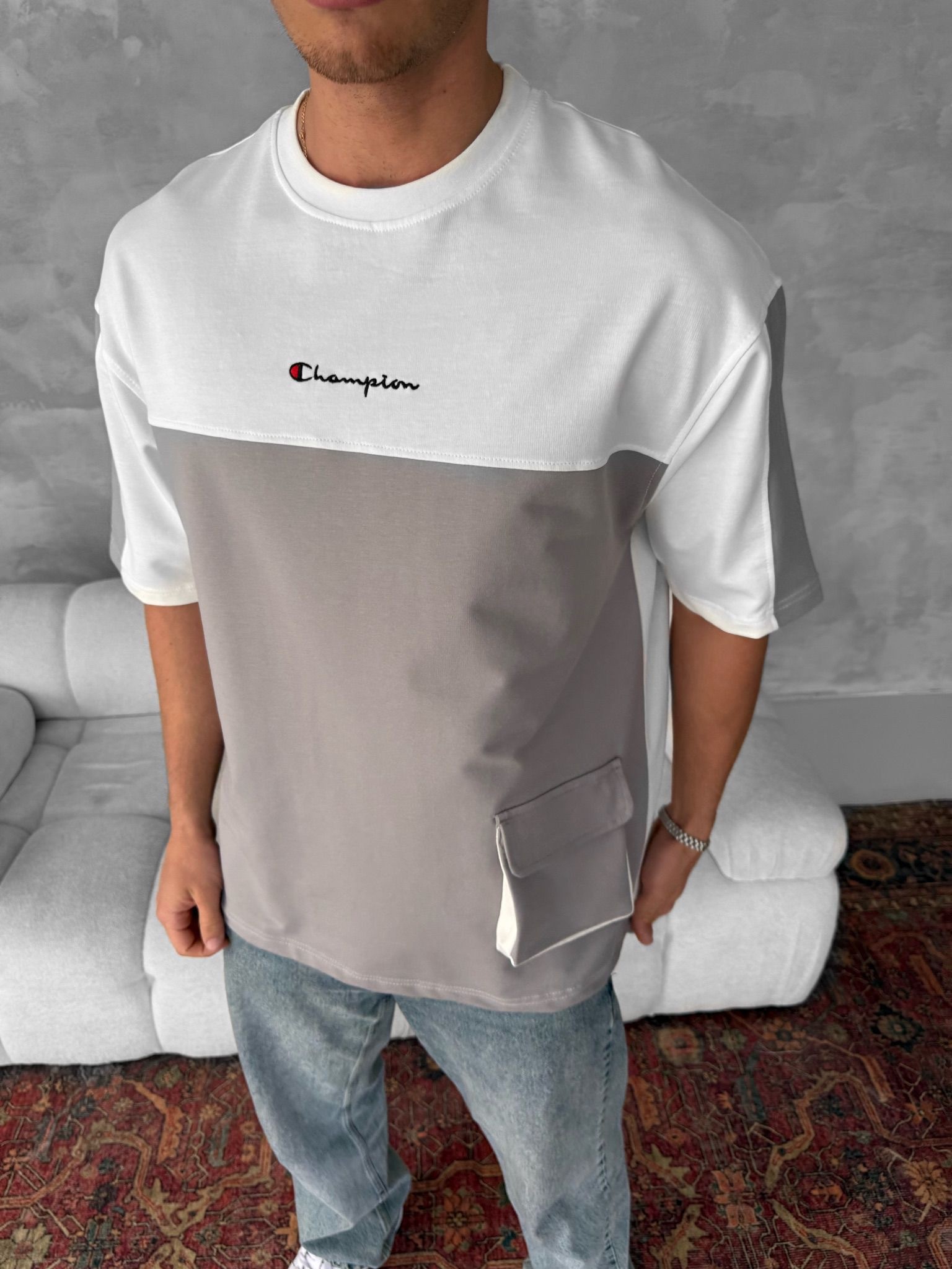 GRİ CHAMPION TSHIRT