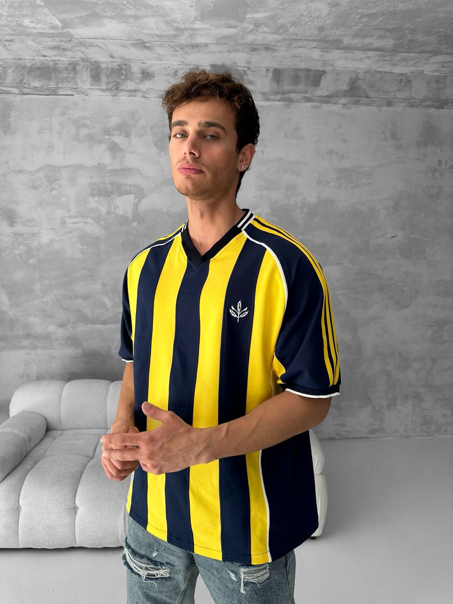 LACİVERT ÇUBUKLU FB TSHIRT