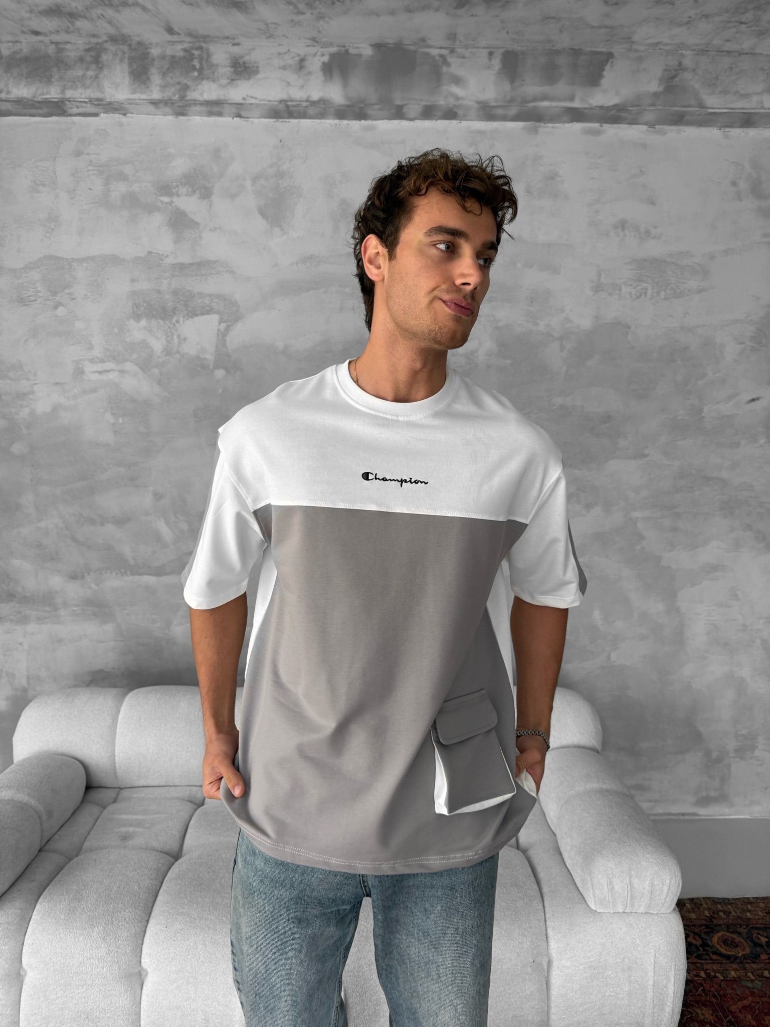 GRİ CHAMPION TSHIRT