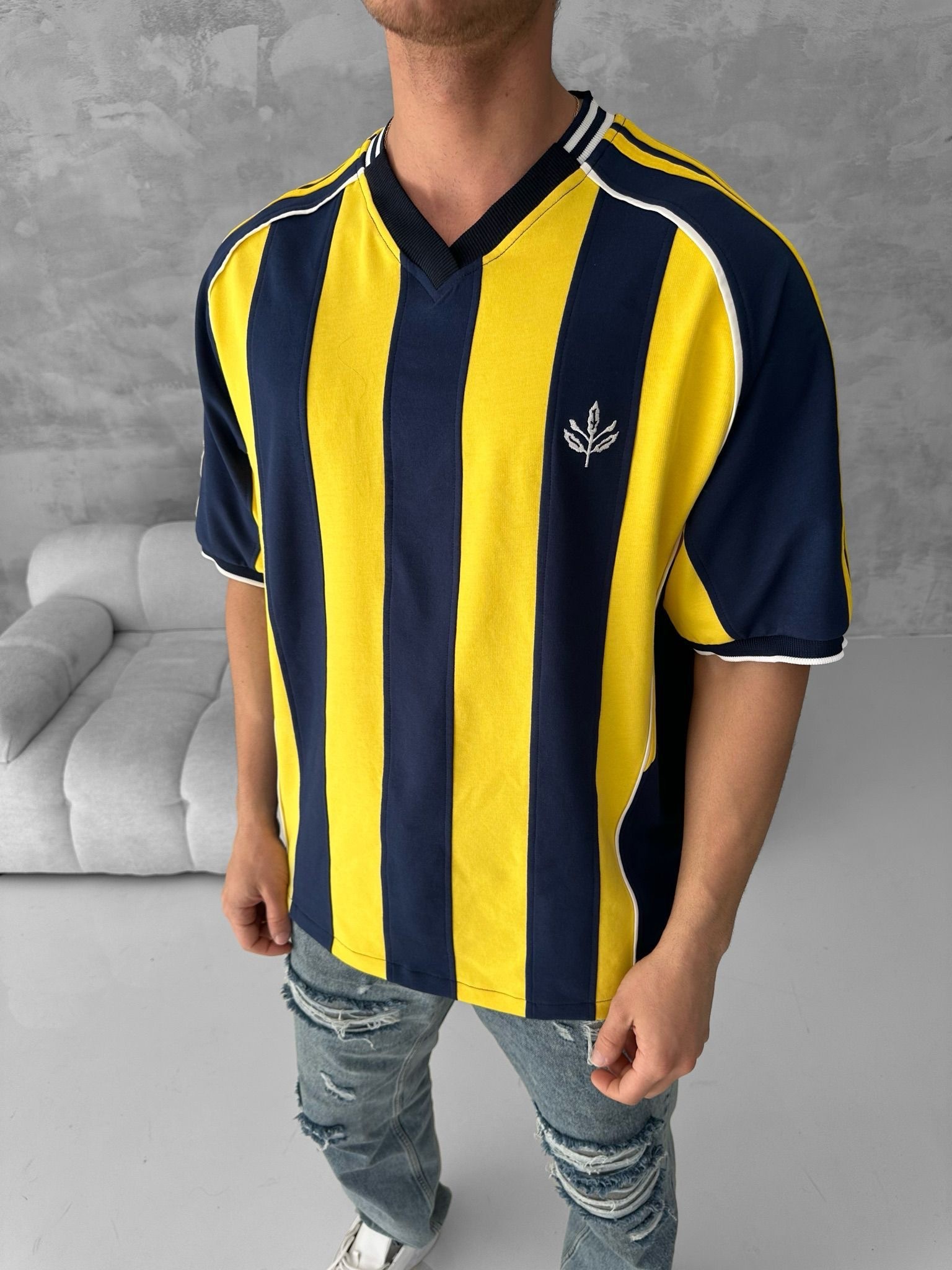 LACİVERT ÇUBUKLU FB TSHIRT