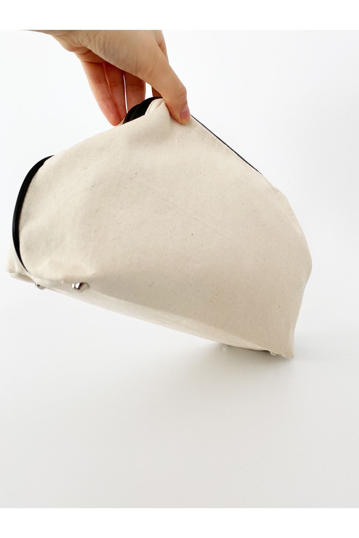 BİYELİ KANVAS KETEN CLUTCH EL ÇANTASI