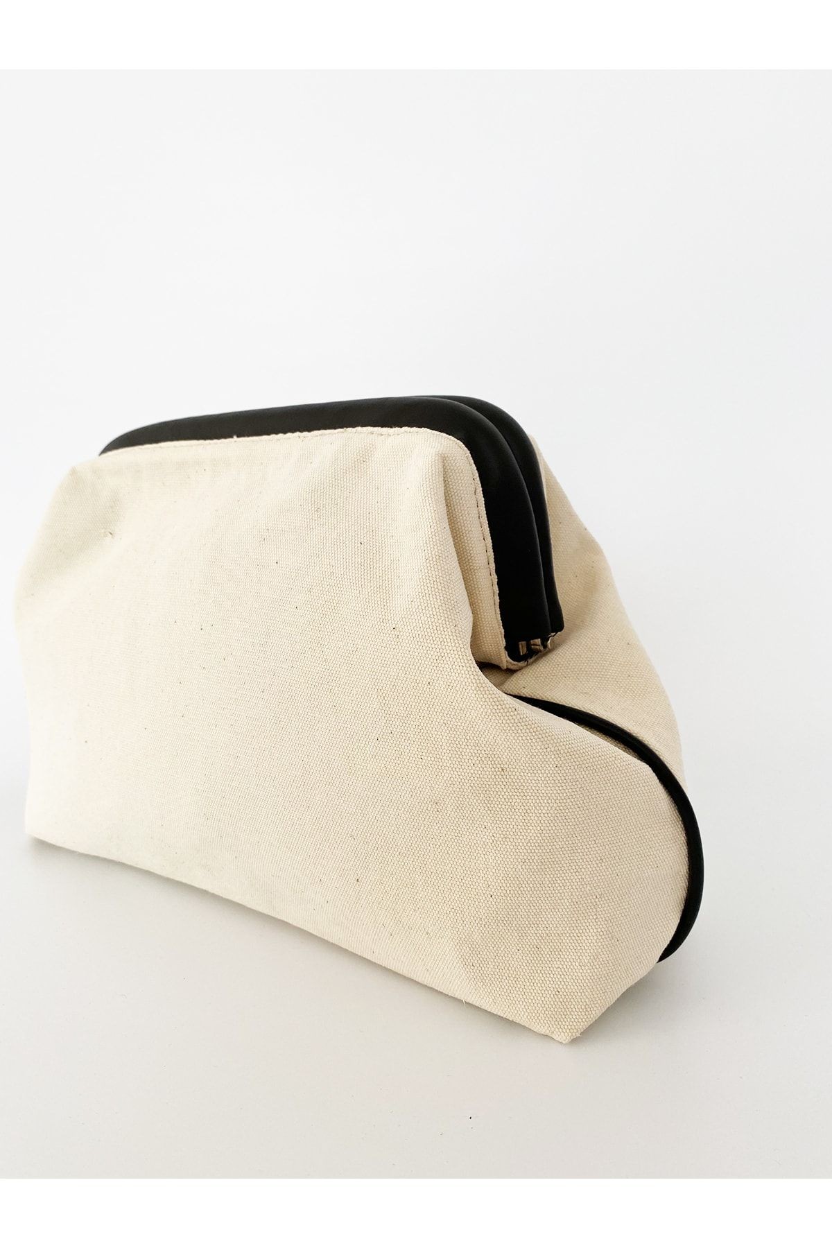 BİYELİ KANVAS KETEN CLUTCH EL ÇANTASI