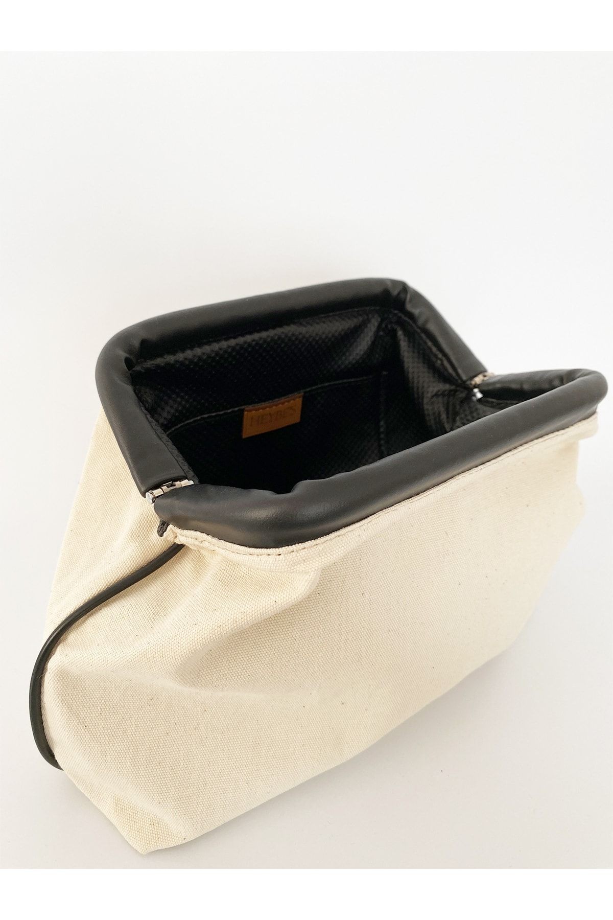 BİYELİ KANVAS KETEN CLUTCH EL ÇANTASI