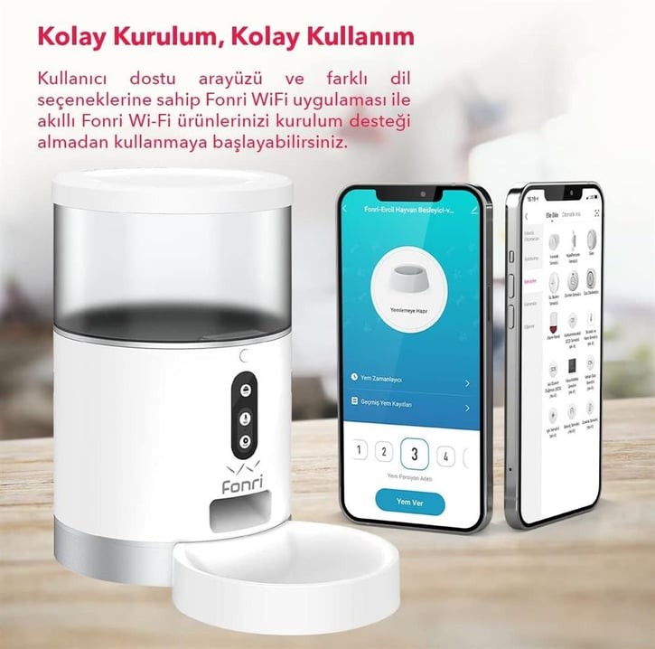 Kedi Köpek Akıllı Mama Kabı, Otomatik Mama Kabı, Wifi, 4lt, Uzaktan Kontrol, Porsiyon Ayarlı