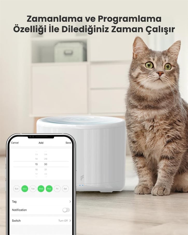 Kedi/Köpek Akıllı Otomatik Su Kabı - 2 Litre, Evcil Hayvan Su Pınarı