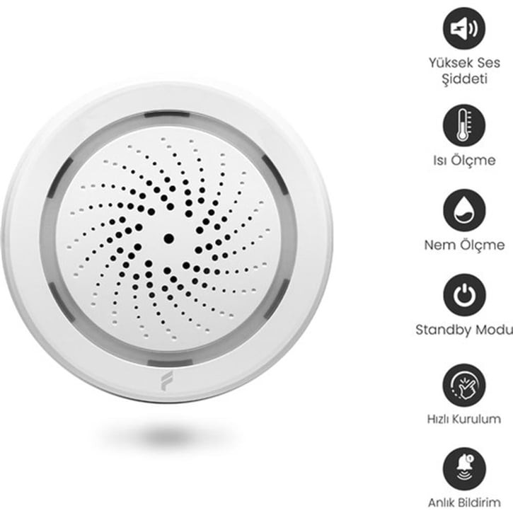 Akıllı Kablosuz Kapı Pencere Sensörü Ve Iç Ortam Nem-ısı Ölçer-siren, Wifi, Uzaktan Takip, Tuya
