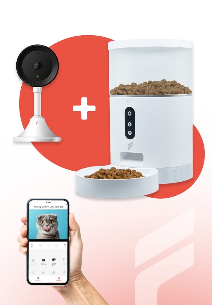 Kedi Köpek Akıllı Mama Kabı Otomatik Mama Kabı Wifi ve Akıllı Güvenlik Kamerası Uzaktan Kontrol